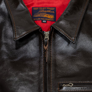 The Flat Head FN-LJ-HS004 Horsehide Quilting Single Riders Jacket - Collar