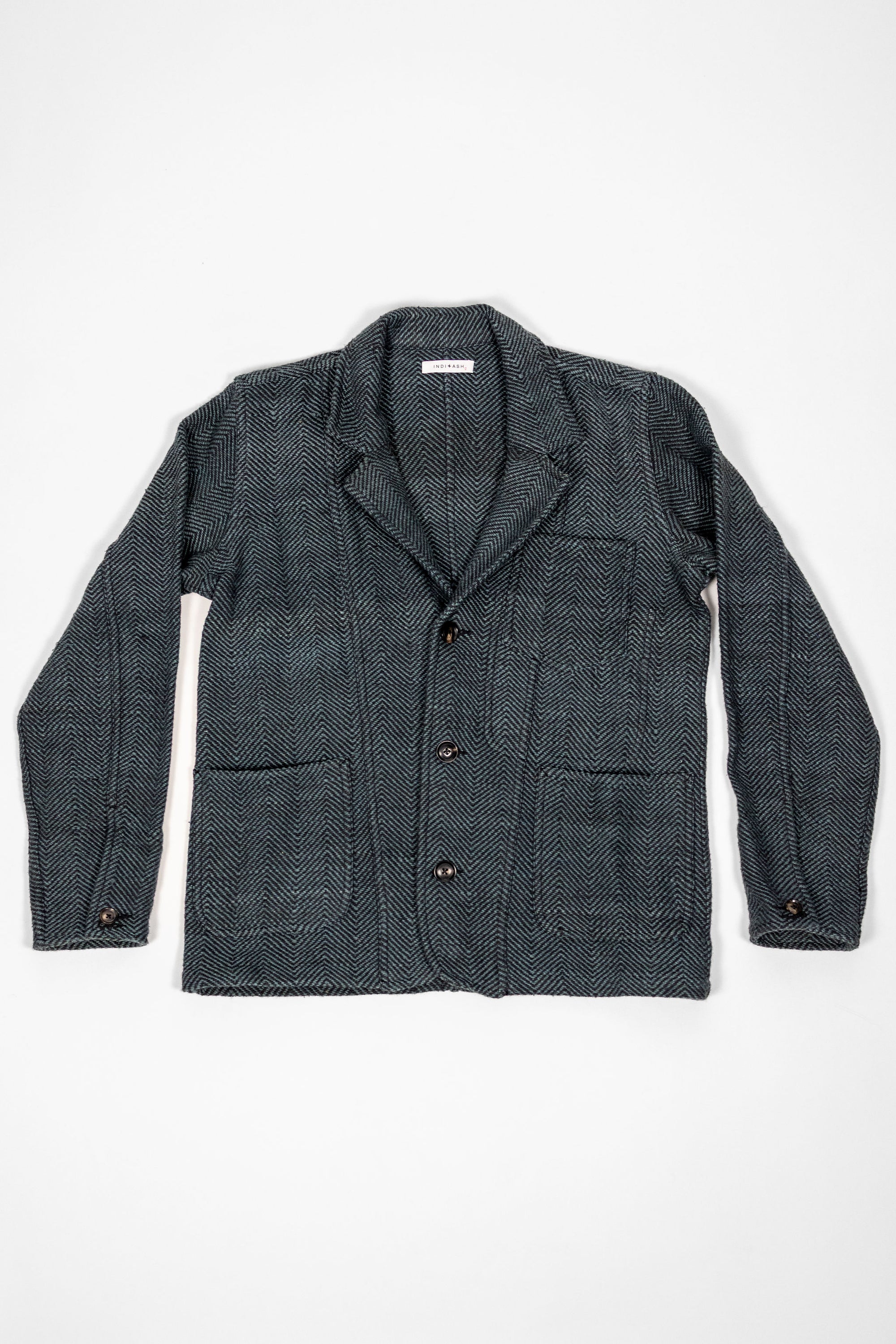 Indi + Ash Study Jacket - Midnight Teal/Iron Black Handspun Herringbone