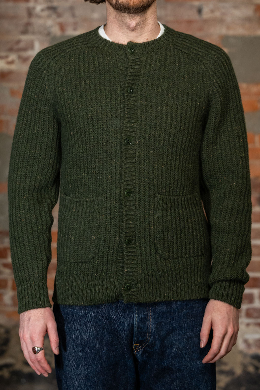 3sixteen Fisherman Cardigan - Hunter Green