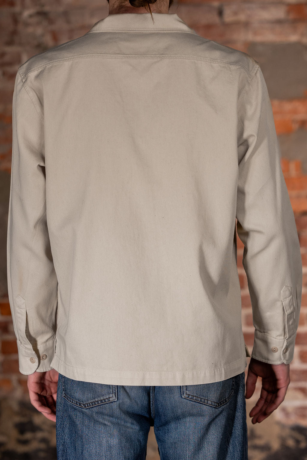 Merz b. Schwanen SHIRT06RT Worker's Cotton Twill Long Sleeve Shirt - Light Khaki