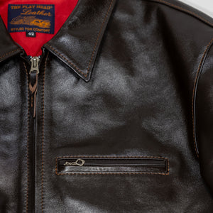 The Flat Head FN-LJ-HS004 Horsehide Quilting Single Riders Jacket - Chest Pocket