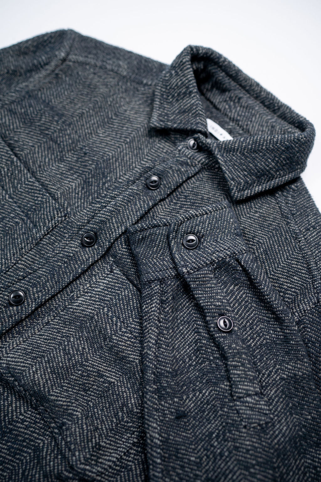 Indi + Ash Ames Workshirt - Iron/Charcoal Handwoven Herringbone