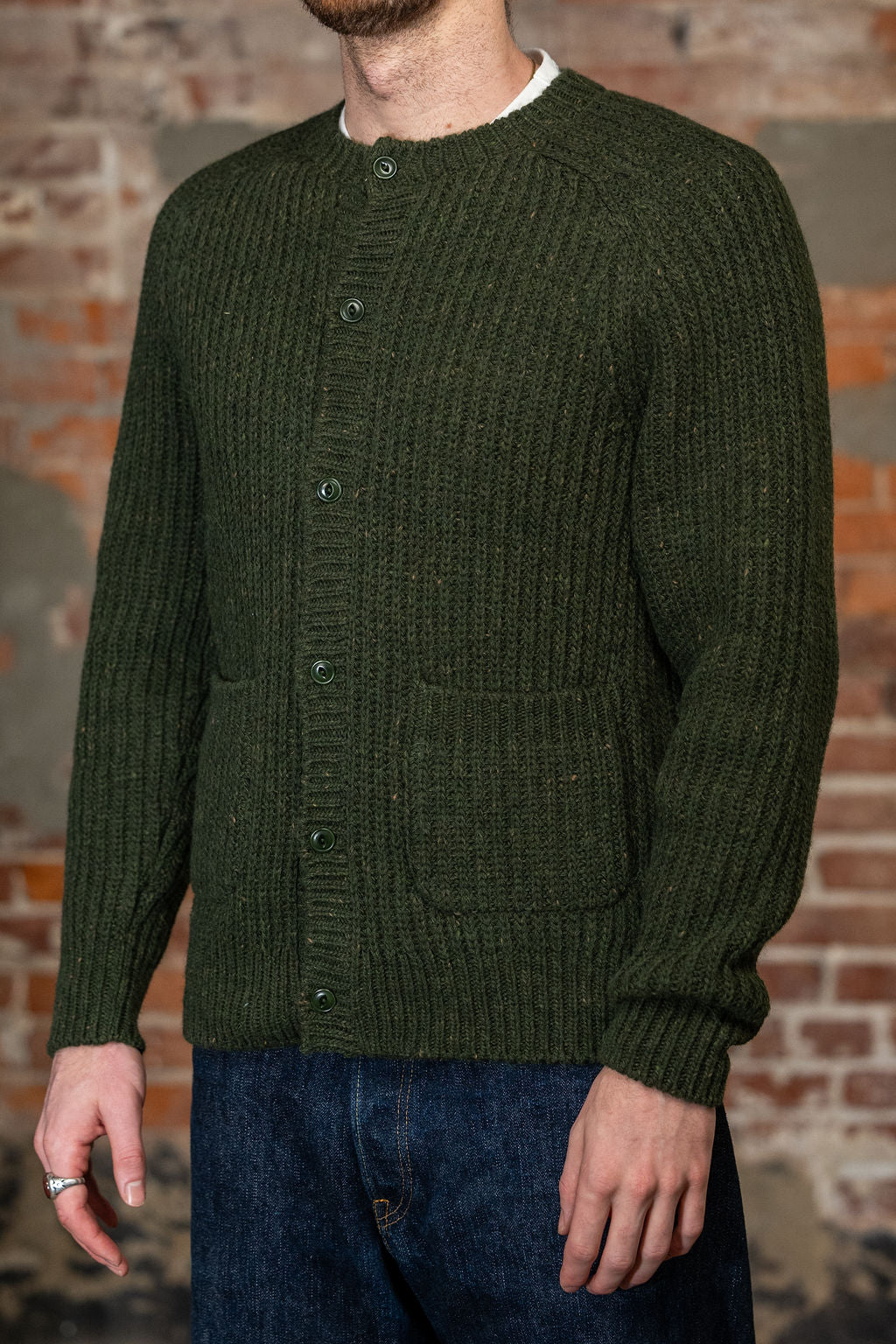 3sixteen Fisherman Cardigan - Hunter Green