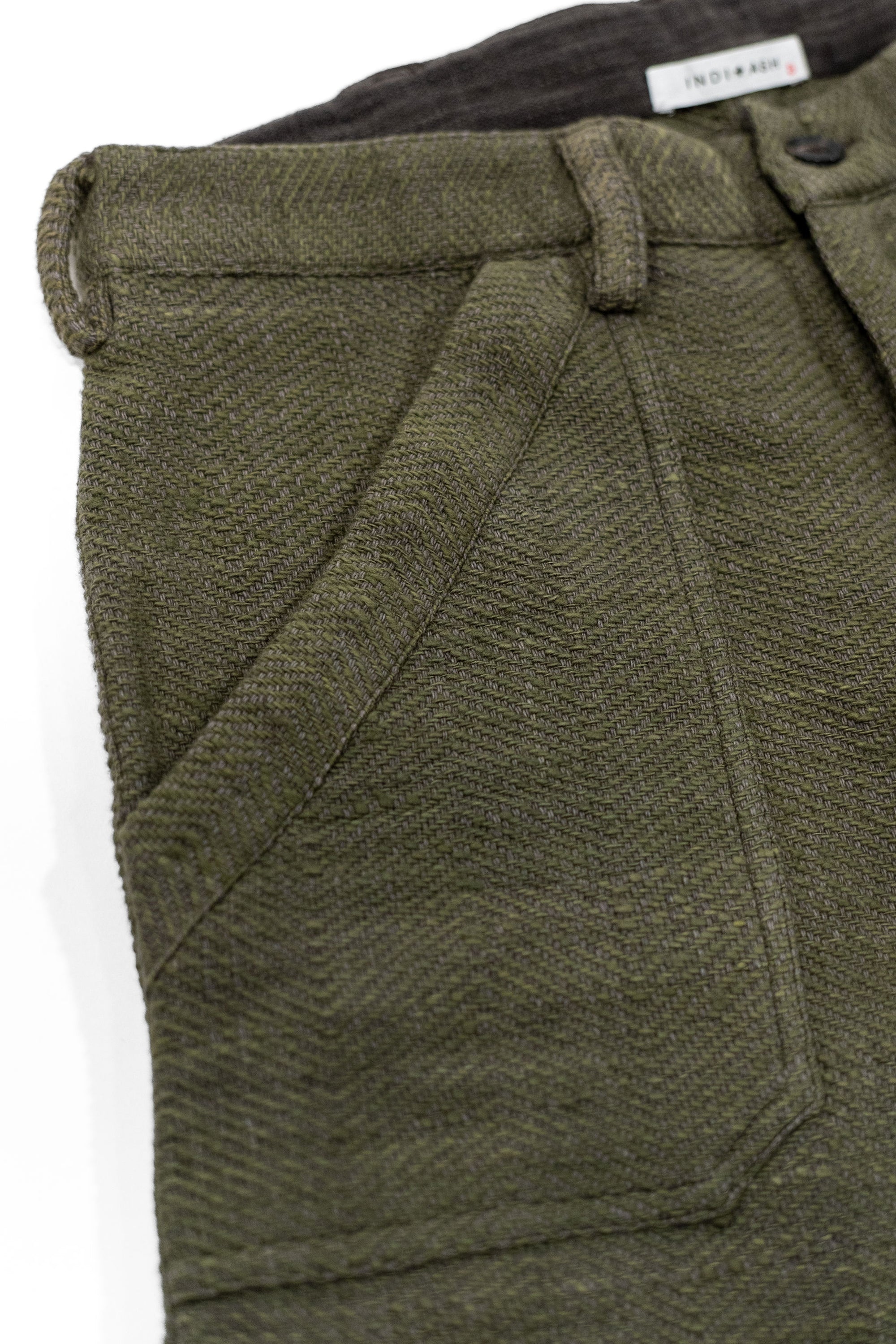 Indi + Ash Isaac Pant - Forest Green / Smoke Handspun Herringbone