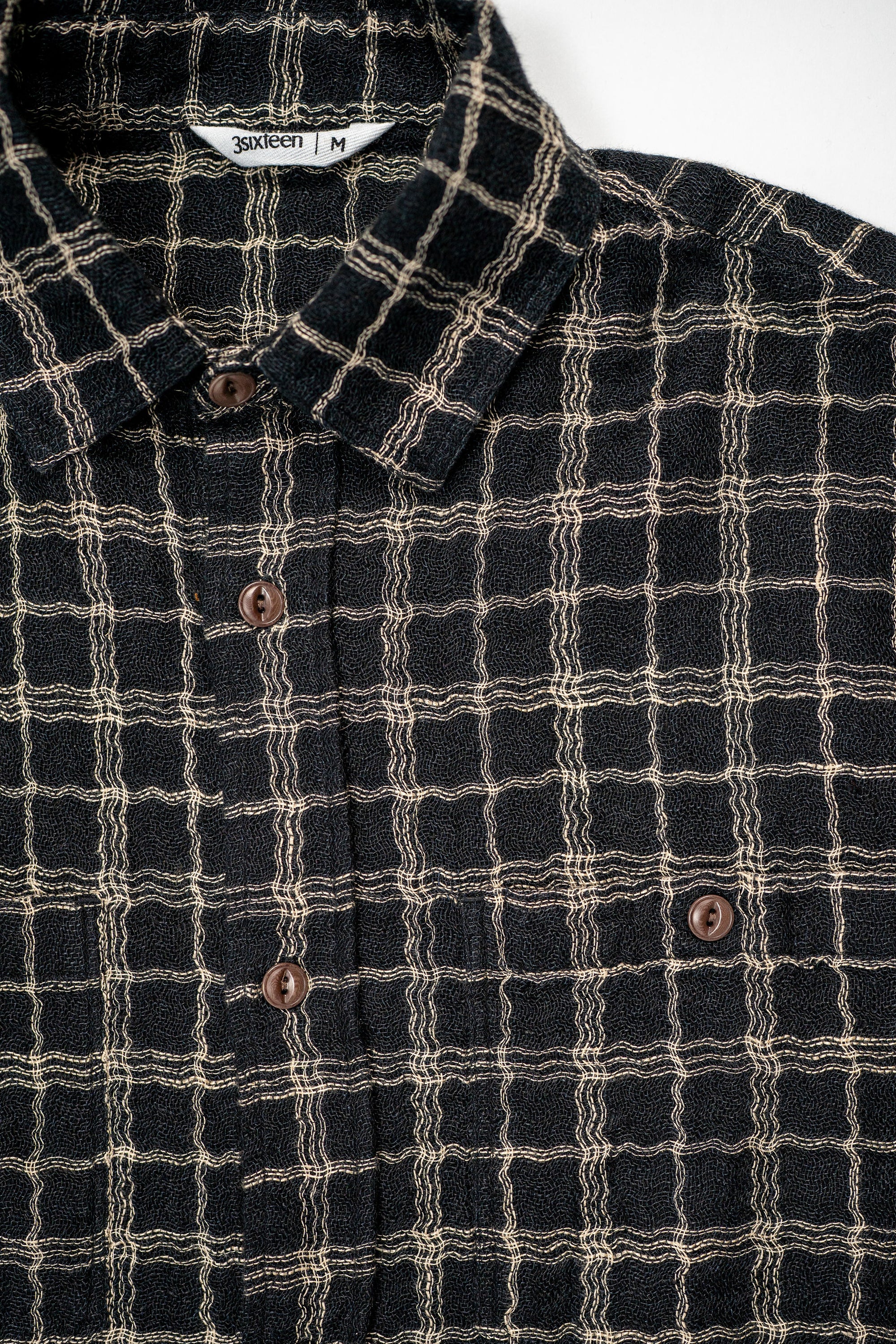 3sixteen Utility Shirt - Black/Ecru Wavy Check