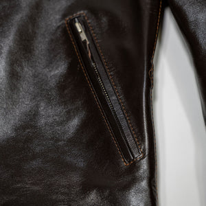 The Flat Head FN-LJ-HS004 Horsehide Quilting Single Riders Jacket - Front Pocket
