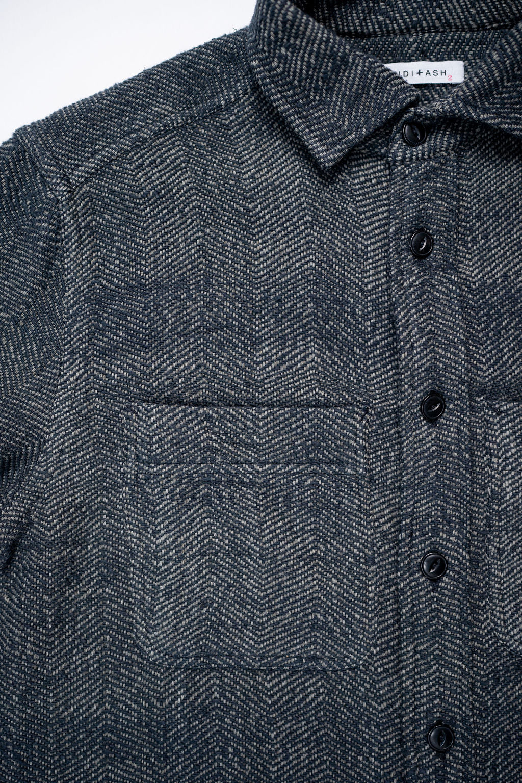 Indi + Ash Ames Workshirt - Iron/Charcoal Handwoven Herringbone