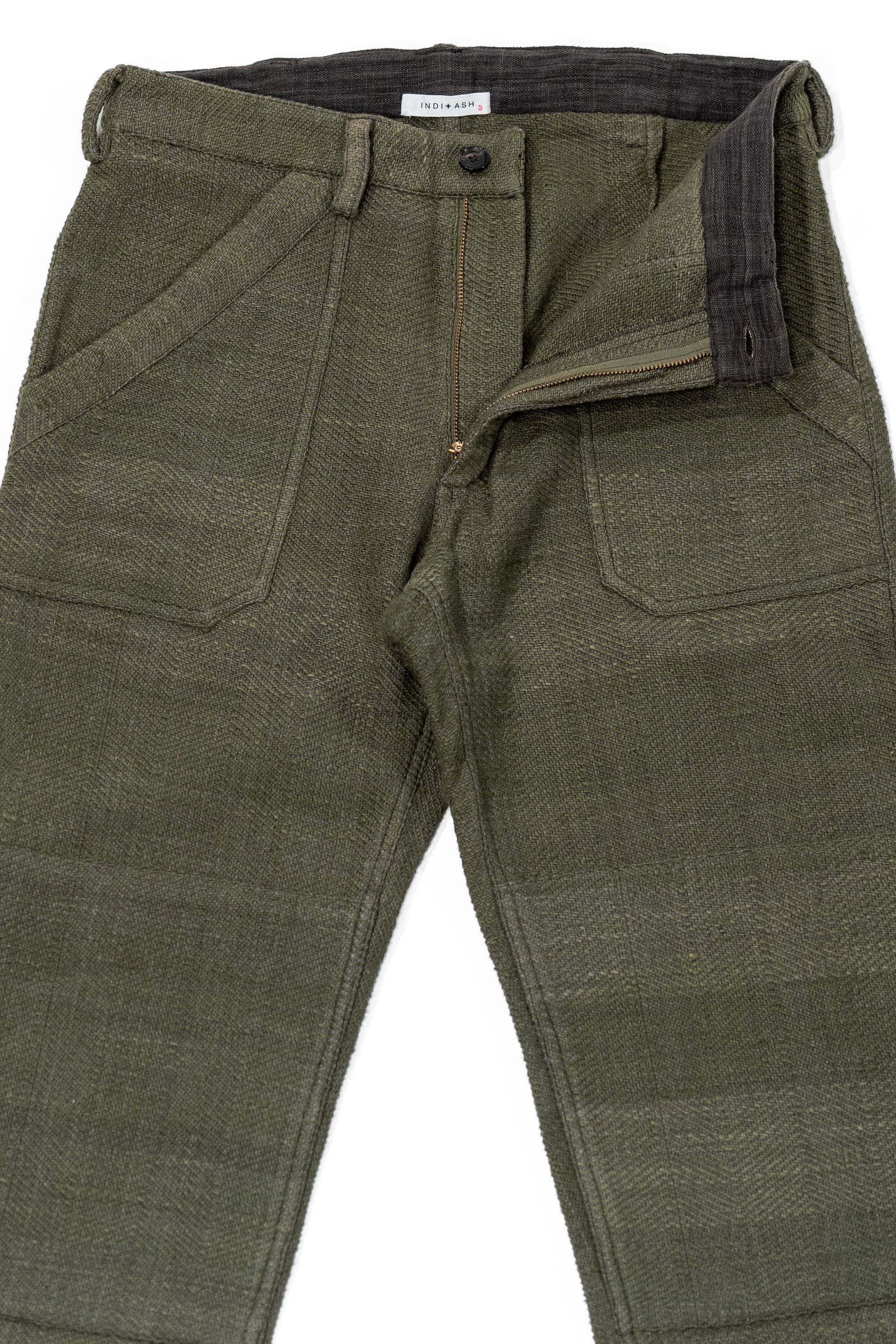 Indi + Ash Isaac Pant - Forest Green / Smoke Handspun Herringbone