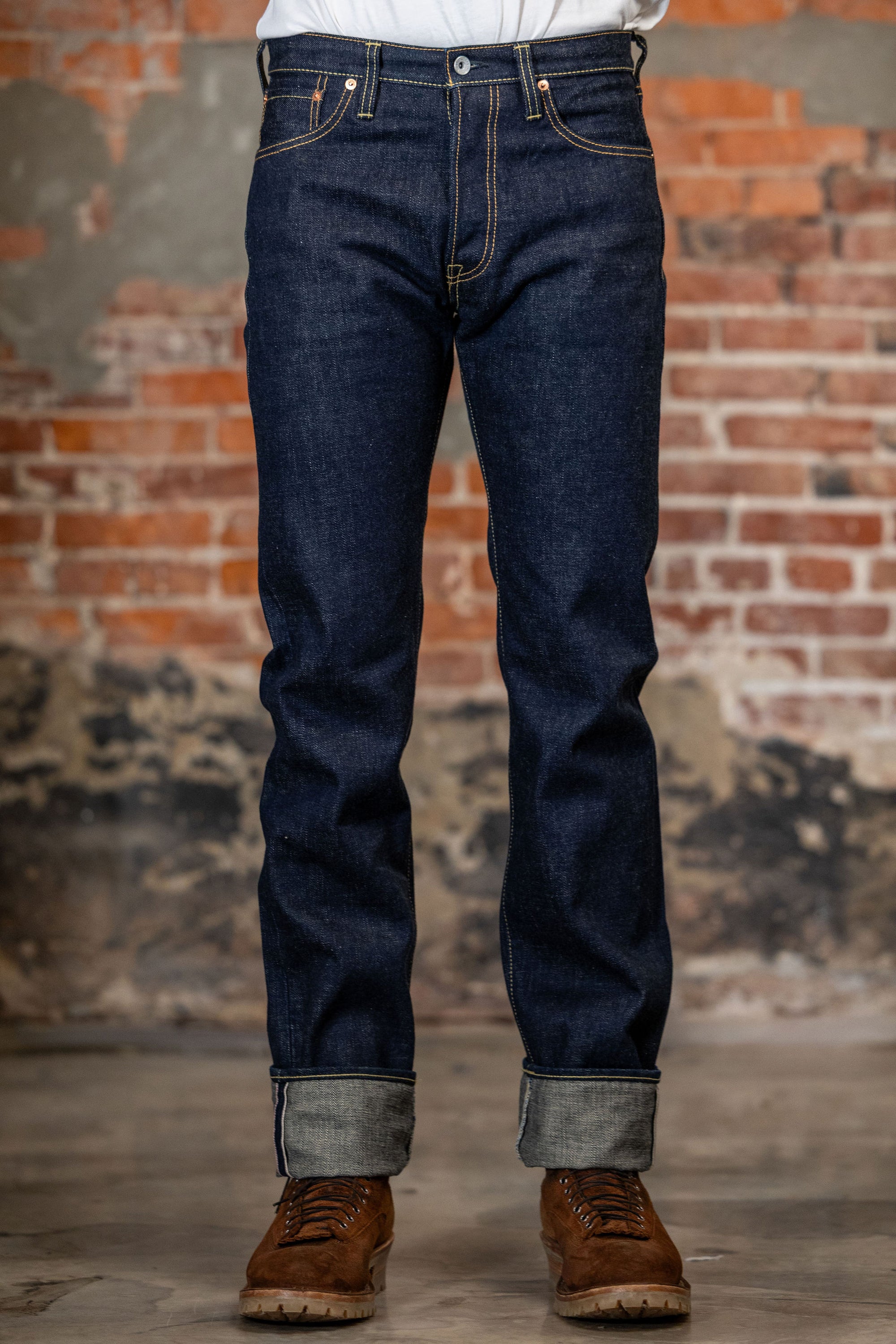 Iron Heart IH-634S-18 18oz Vintage Selvedge Denim Straight Cut Jeans - Indigo