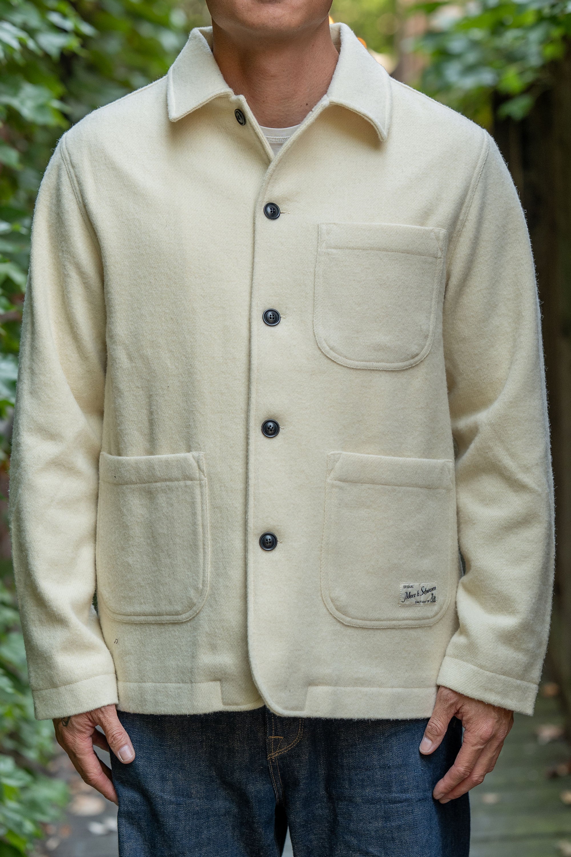 Merz b. Schwanen JKT05WO Burel Wool Jacket Relaxed Fit - Nature