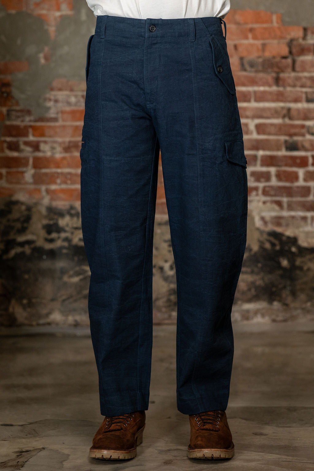 Indi + Ash Cargo Pant - Ferrous Indigo Organic Cotton Millwoven Stone Enzyme Canvas