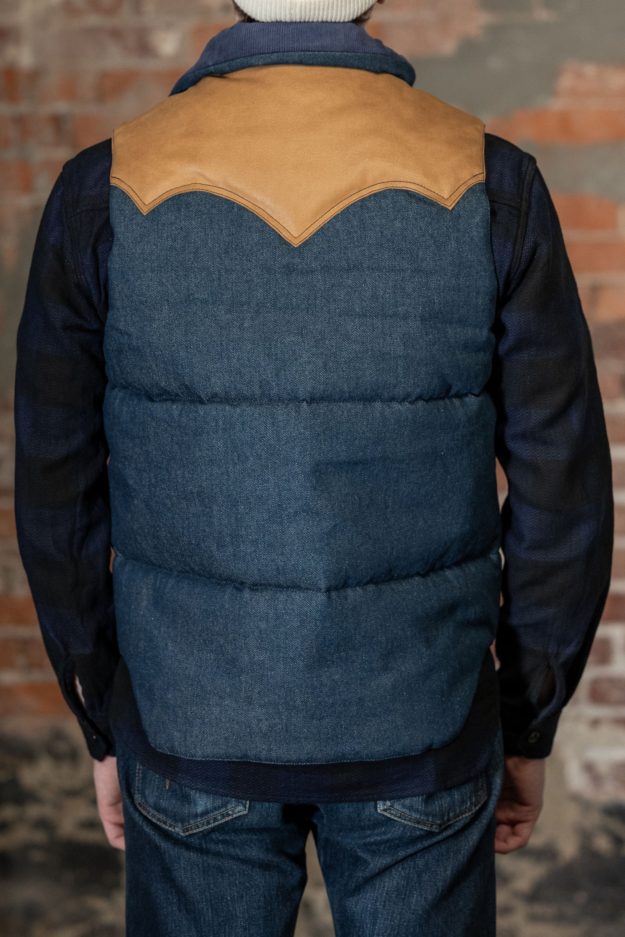 The Flat Head FN-OJ-DPV001 12.5oz Denim Puffer Vest