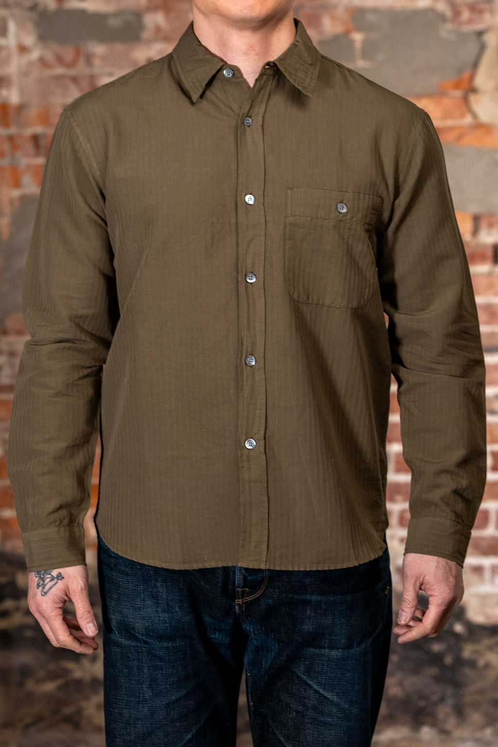 Knickerbocker Jones Cotton & Linen Shirt - Olive