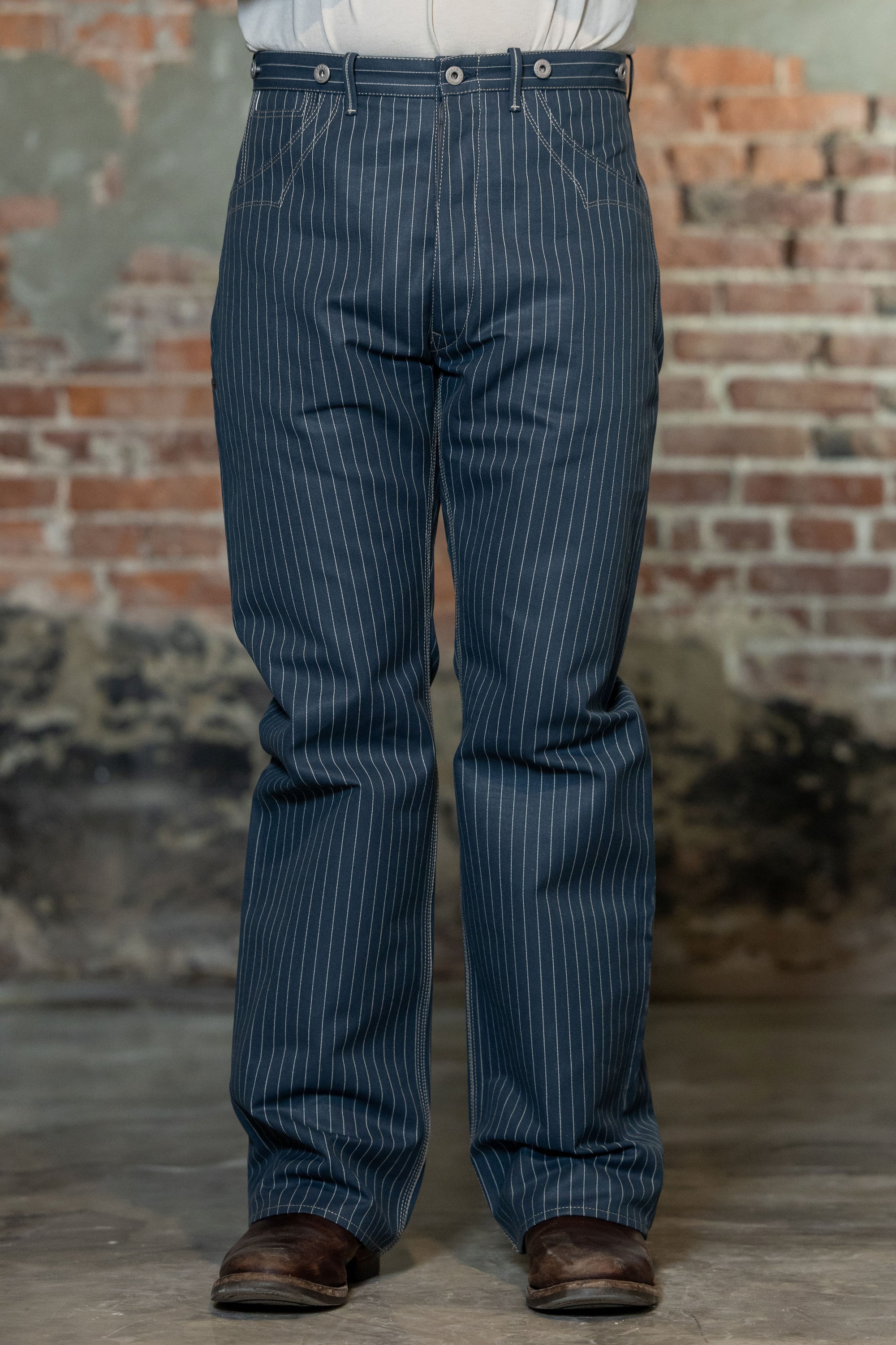 Blue Blanket IJ2 IT127 Waist Overall - Italian Custom Indigo Pinstripe Selvedge Denim