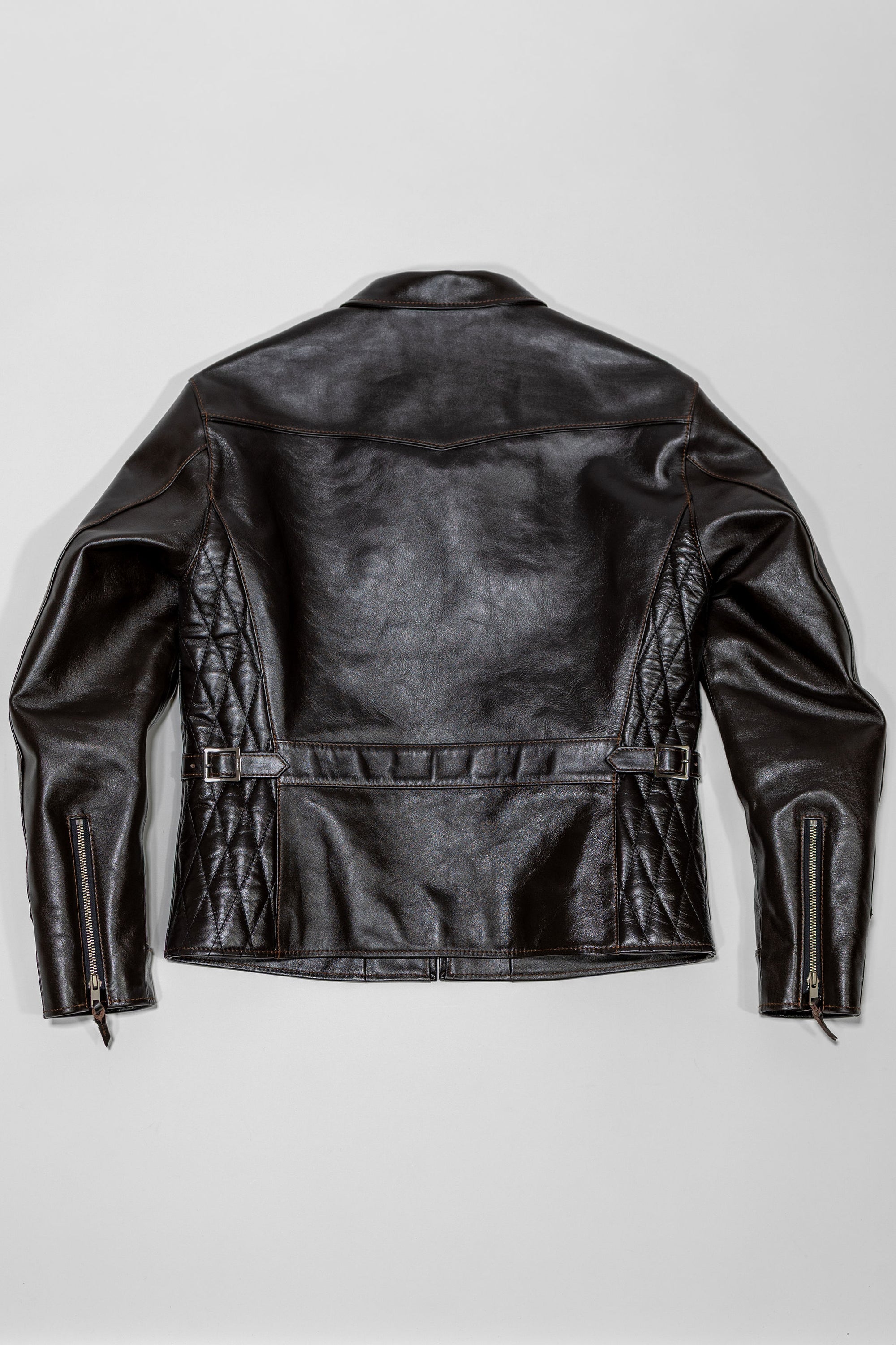 The Flat Head FN-LJ-HS004 Horsehide Quilting Single Riders Jacket - Back