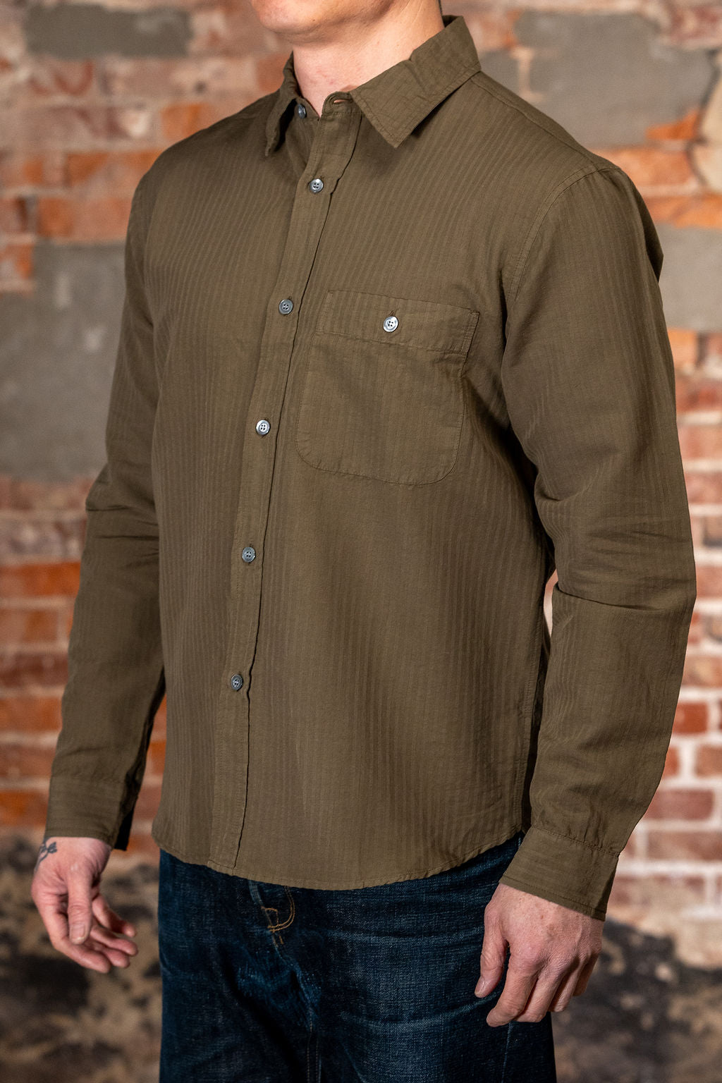 Knickerbocker Jones Cotton & Linen Shirt - Olive