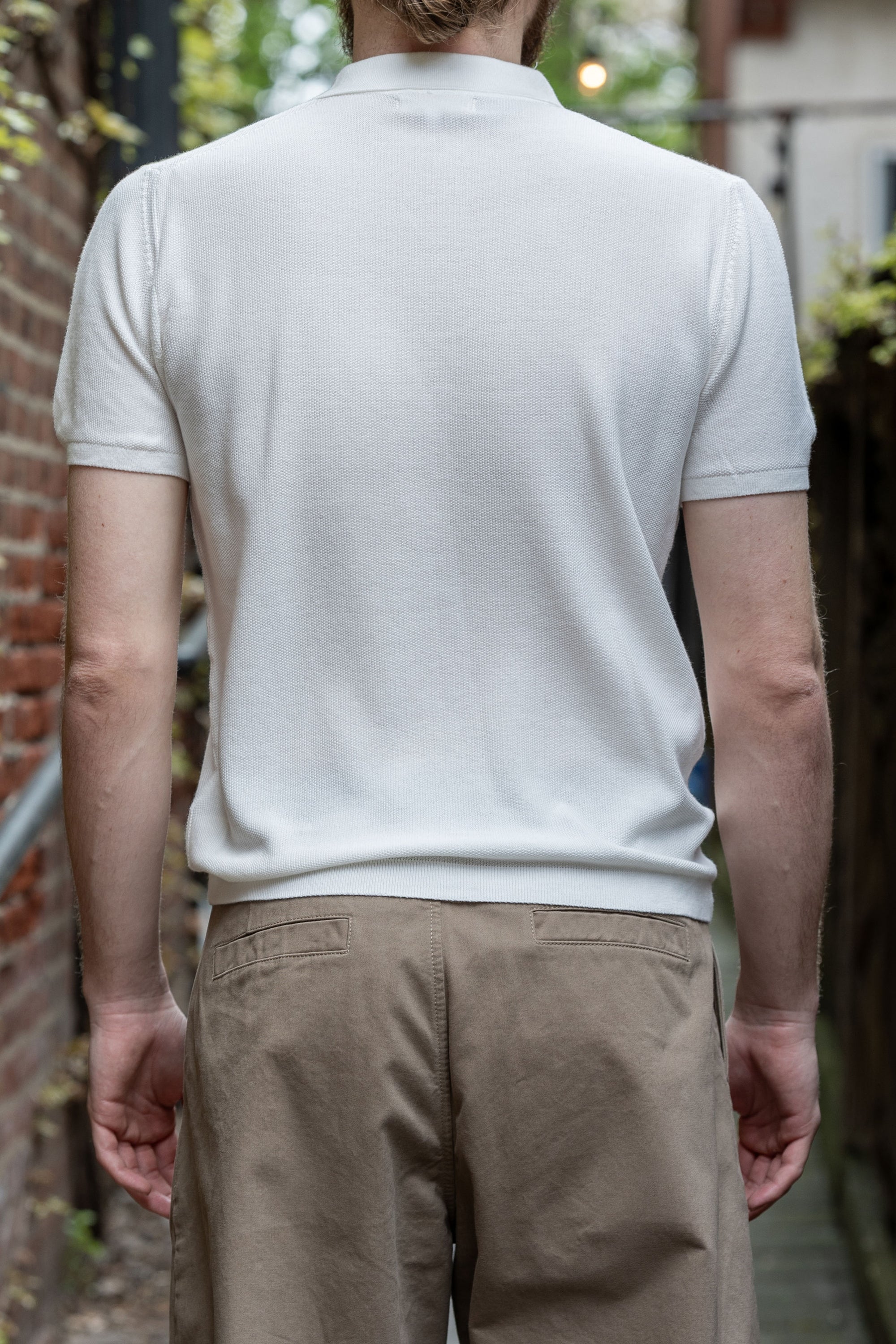 Merz b. Schwanen KPLP02 Knitted Polo - White