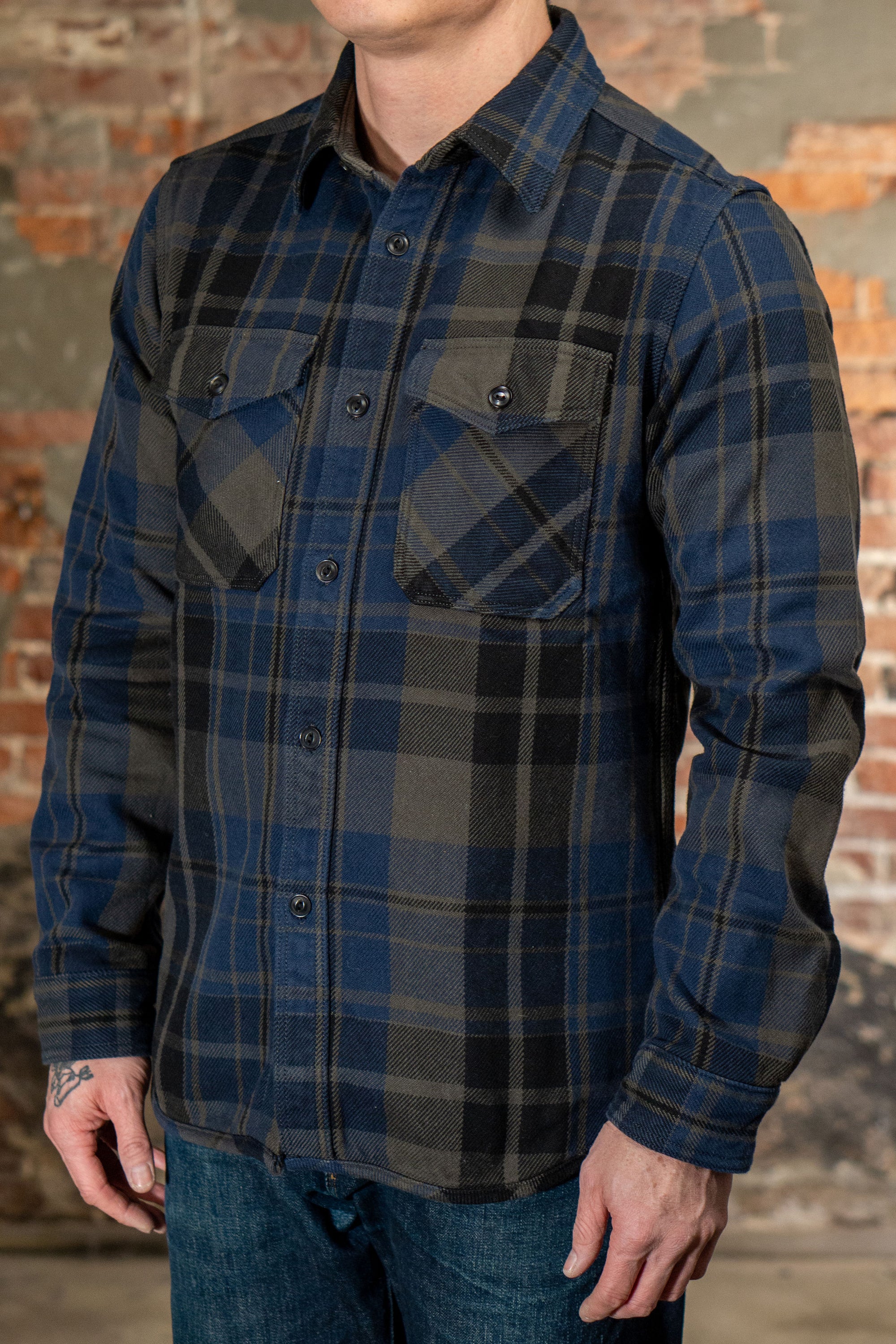 UES 502551 Extra Heavy Flannel Shirts - Navy