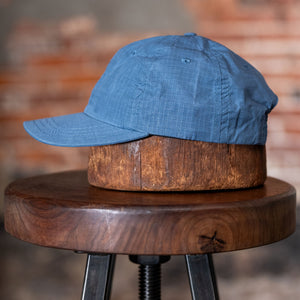 Dehen 1920 Baseball Hat - Faded Blue Dry Waxed Rip Stop. side profile