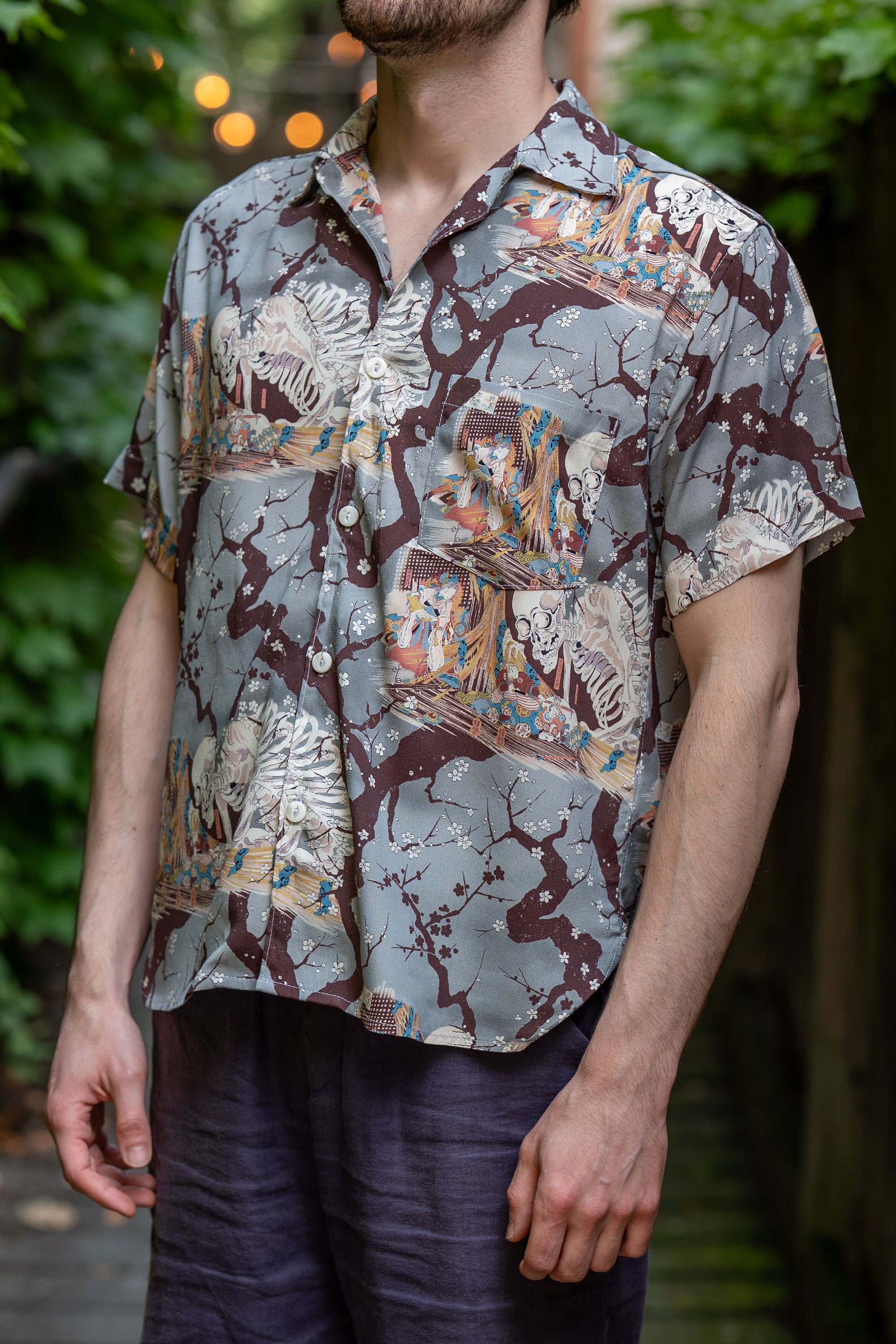 Freenote Cloth Hawaiian - Light Blue Skeleton