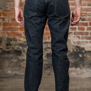 Rear view of the  Oni Denim 622-GC15 - 15oz Relaxed Tapered Green Cast Denim