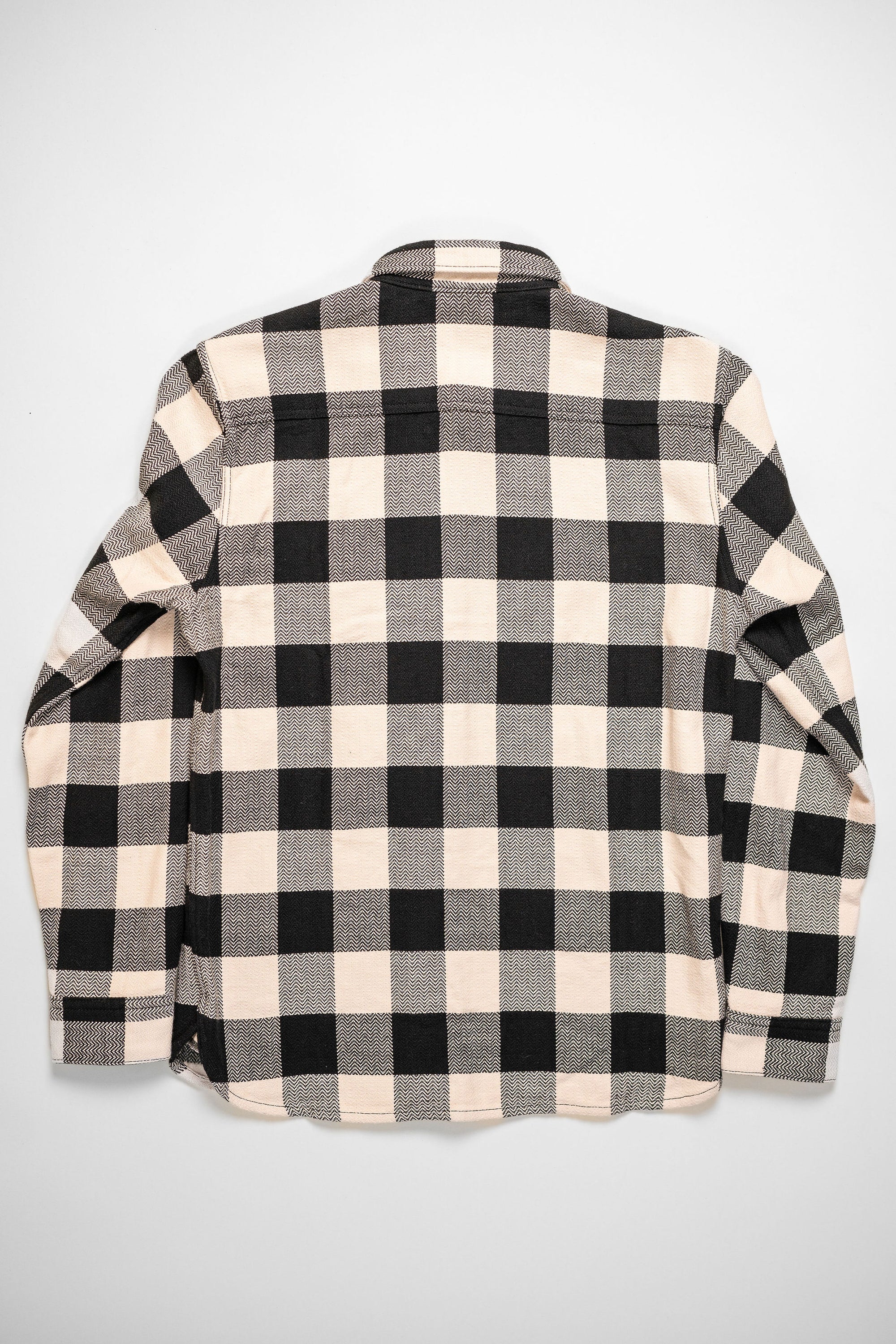 The Flat Head SNR-101L Block Check Flannel Shirt - Ivory/Black