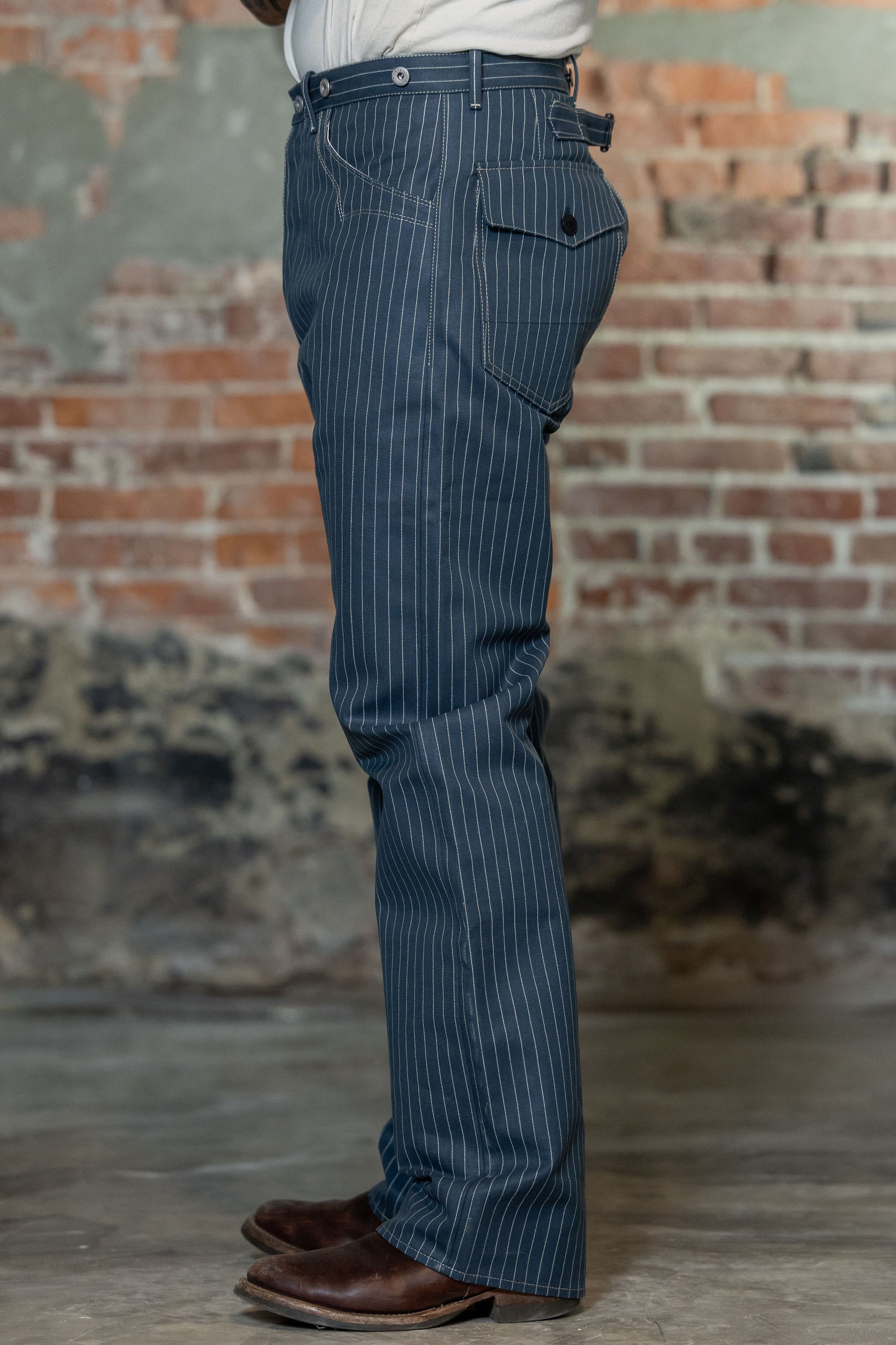 Blue Blanket IJ2 IT127 Waist Overall - Italian Custom Indigo Pinstripe Selvedge Denim