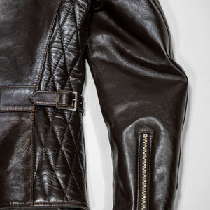 The Flat Head FN-LJ-HS004 Horsehide Quilting Single Riders Jacket - Cuff and back