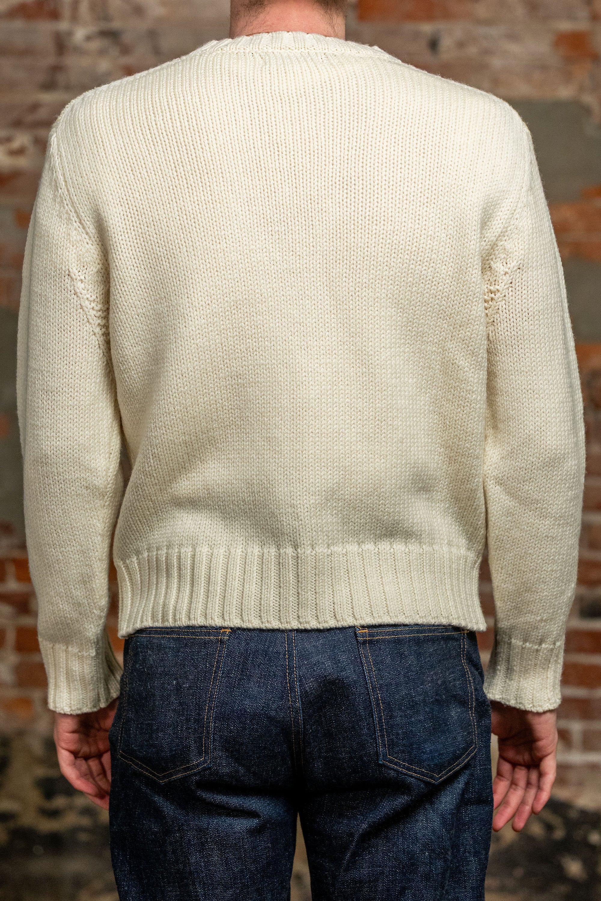 Merz b. Schwanen CREWKNIT01CTM Chunky Cropped Merino Wool Sweater - Nature