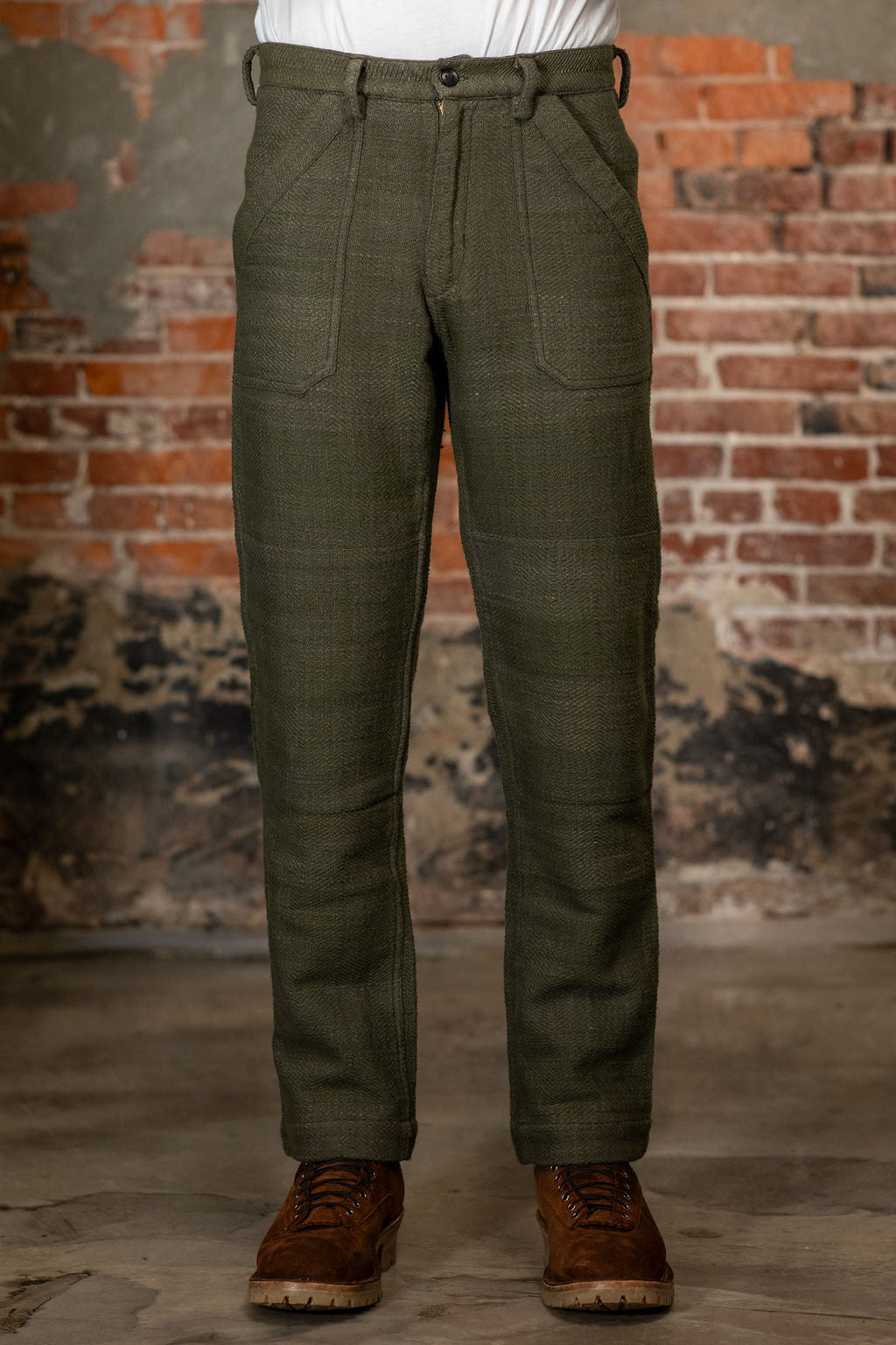 Indi + Ash Isaac Pant - Forest Green / Smoke Handspun Herringbone