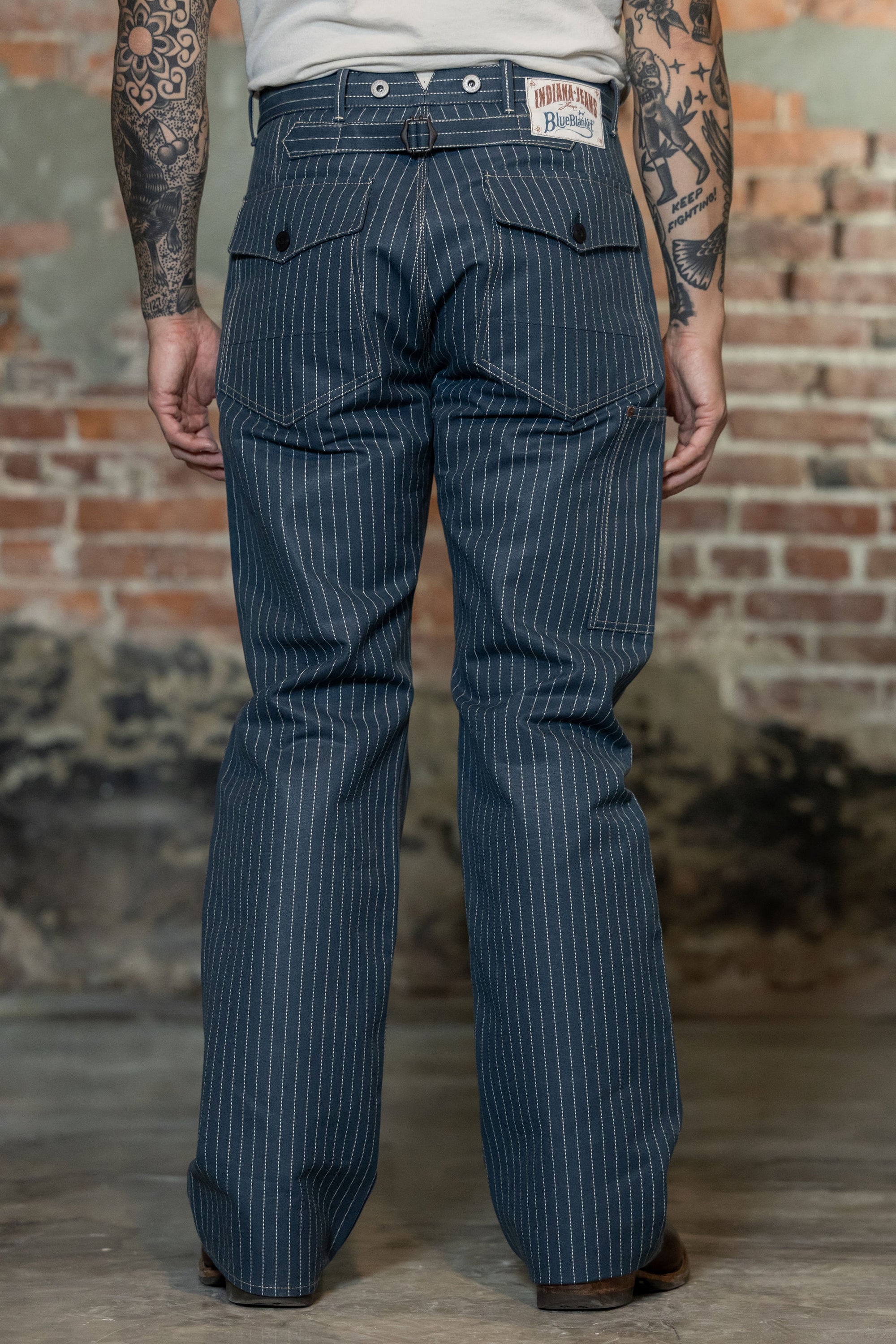 Blue Blanket IJ2 IT127 Waist Overall - Italian Custom Indigo Pinstripe Selvedge Denim