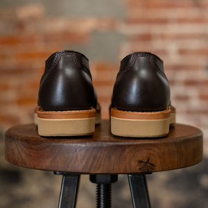 White's Boots x Franklin & Poe LTT Oxford - Brown Dress on wooden tool from the back