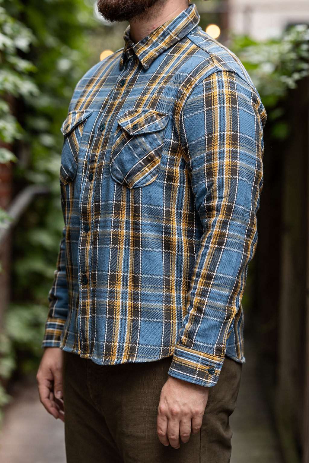 UES 502352 Heavy Flannel Shirt - Blue