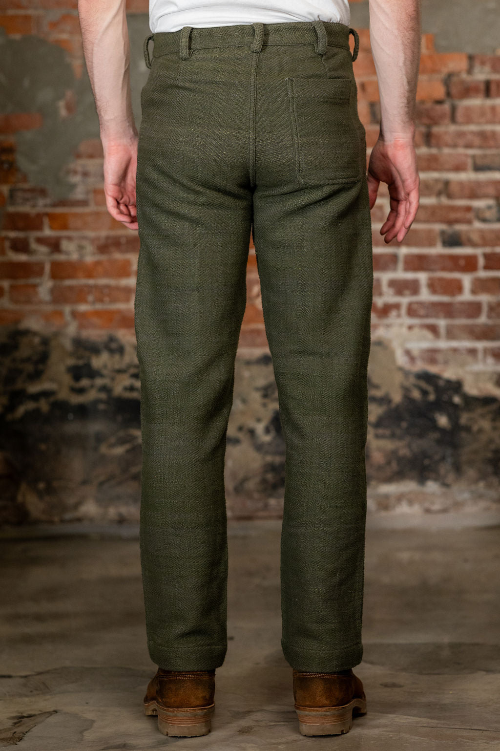 Indi + Ash Isaac Pant - Forest Green / Smoke Handspun Herringbone