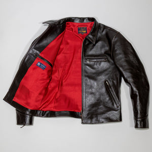 The Flat Head FN-LJ-HS004 Horsehide Quilting Single Riders Jacket  Front Open