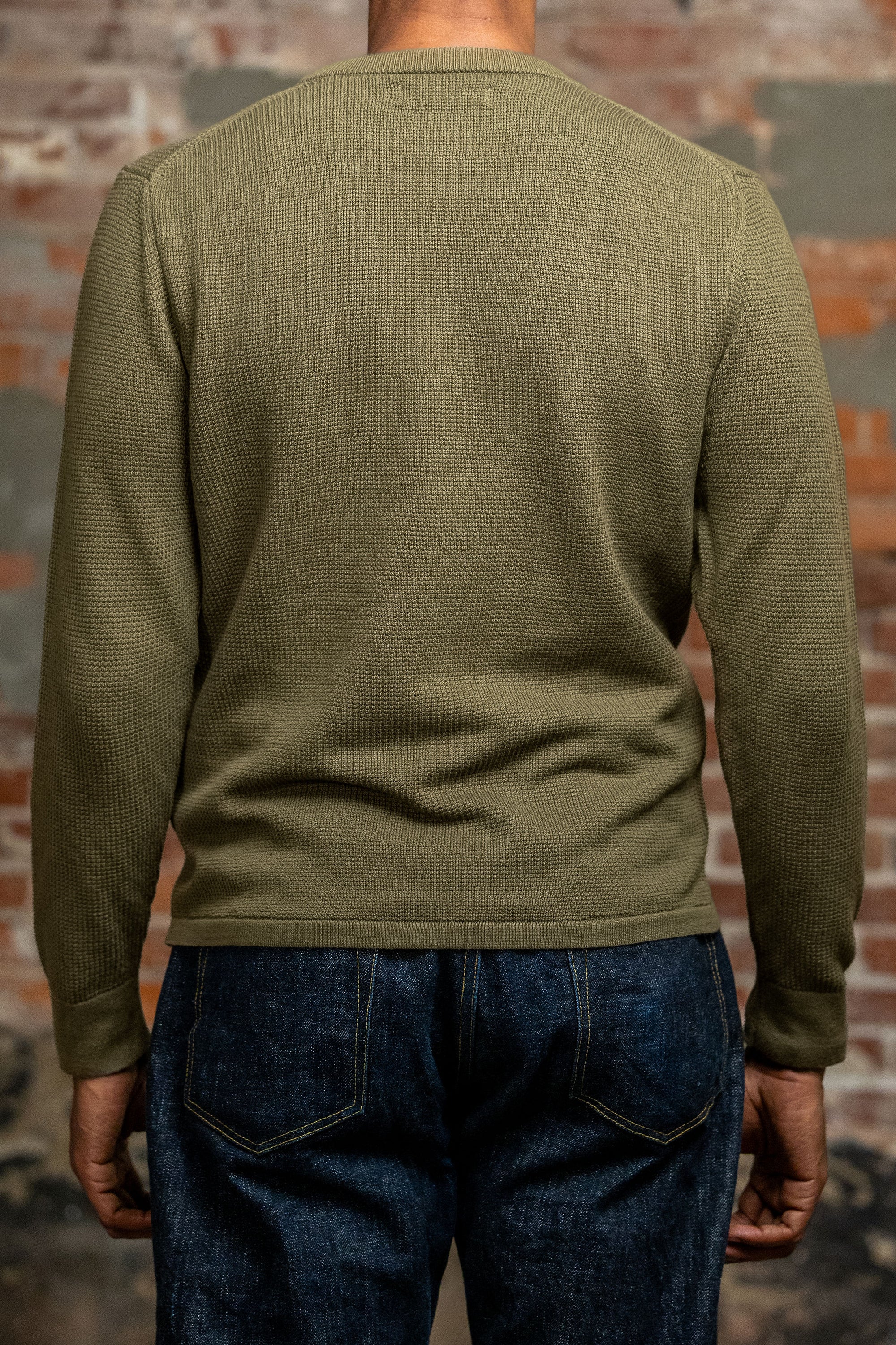 Merz b. Schwanen EASYKNIT01 Lightweight Waffle Knit Sweater - Army