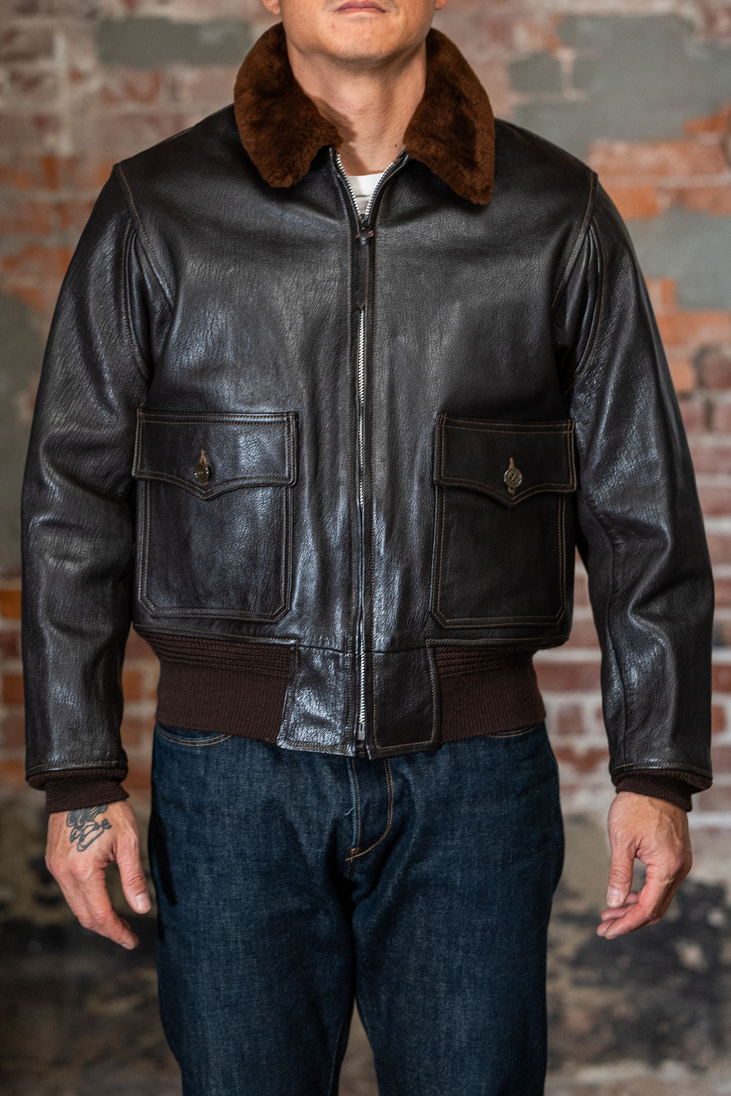 Buzz Rickson's BR80685 Type G-1 “Mil-J-7823 B.Rickson Mfg. CO. Suka Print Lining” - D. Brown
