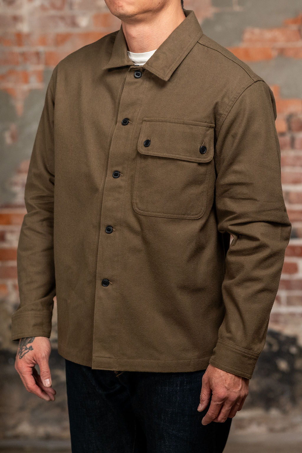 Knickerbocker Market Compact Cotton Overshirt - Moss