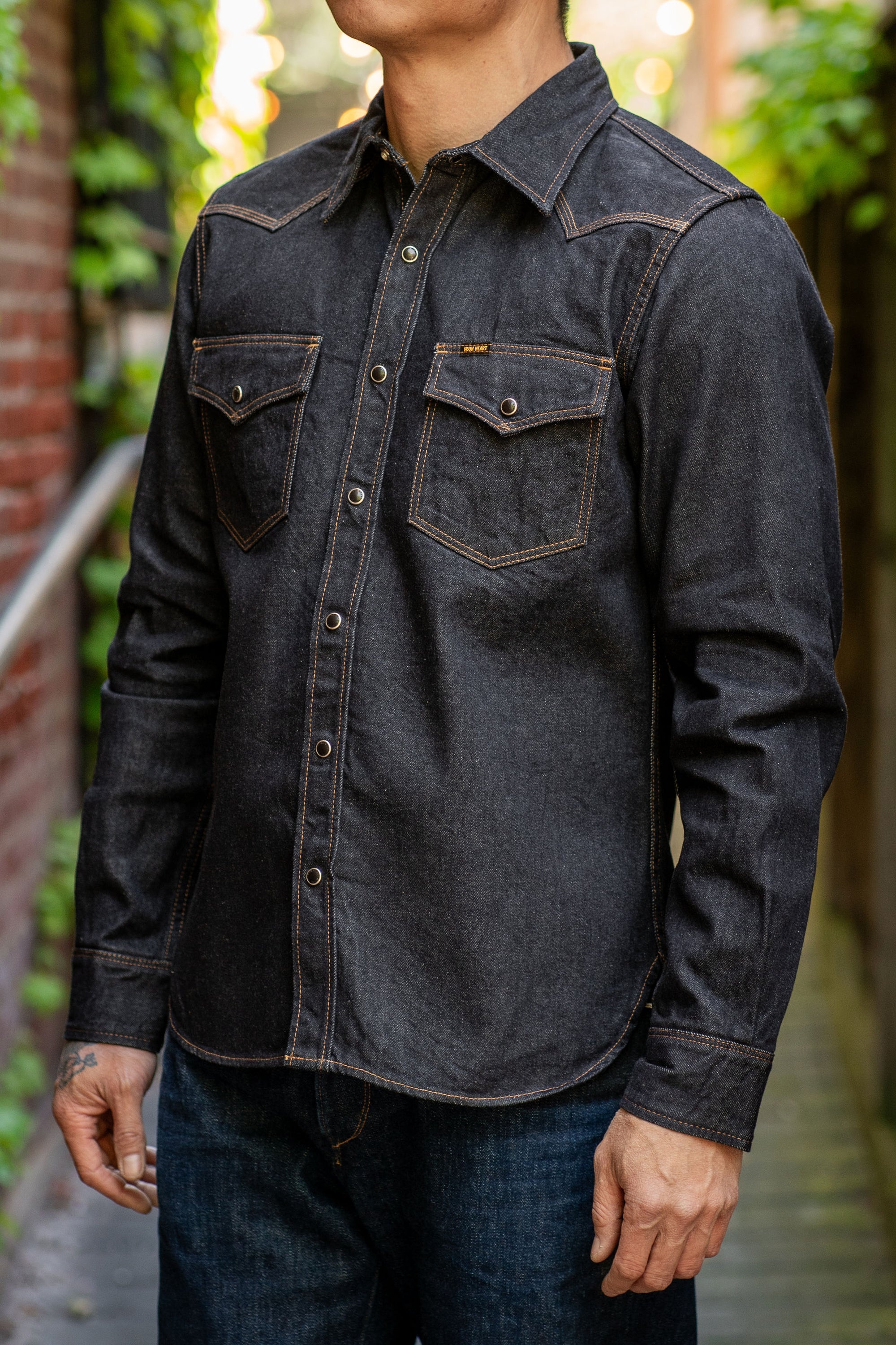 Selvedge Denim Denim Like Shirt Iron Heart IHSH-33-BLK 12oz