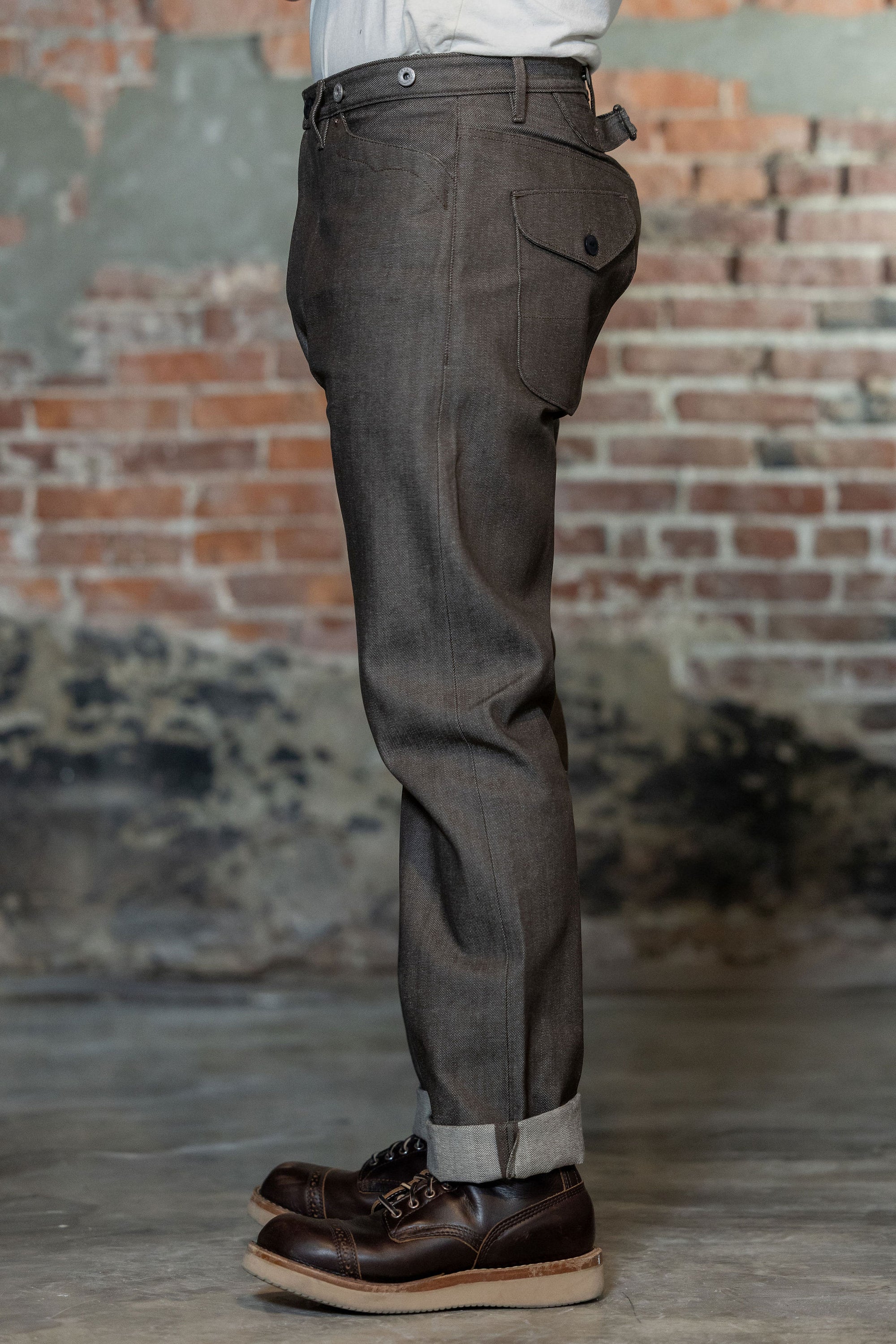 Blue Blanket P08 IT66 Waist Overall - Italian Brown Denim