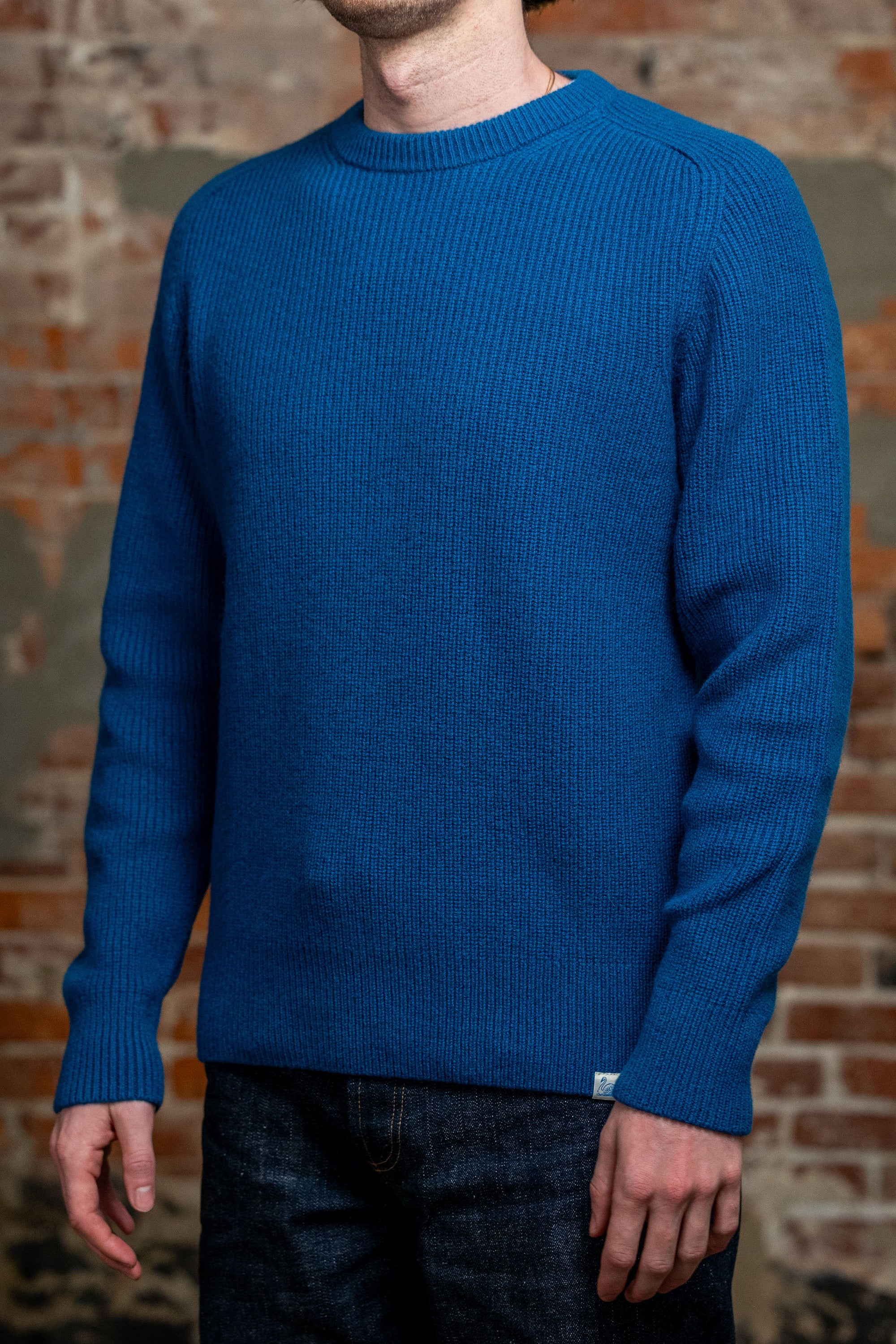 Merz b. Schwanen LOCC02 Sturdy Ribbed Merino-Wool Cashmere Sweater - Carbon Blue