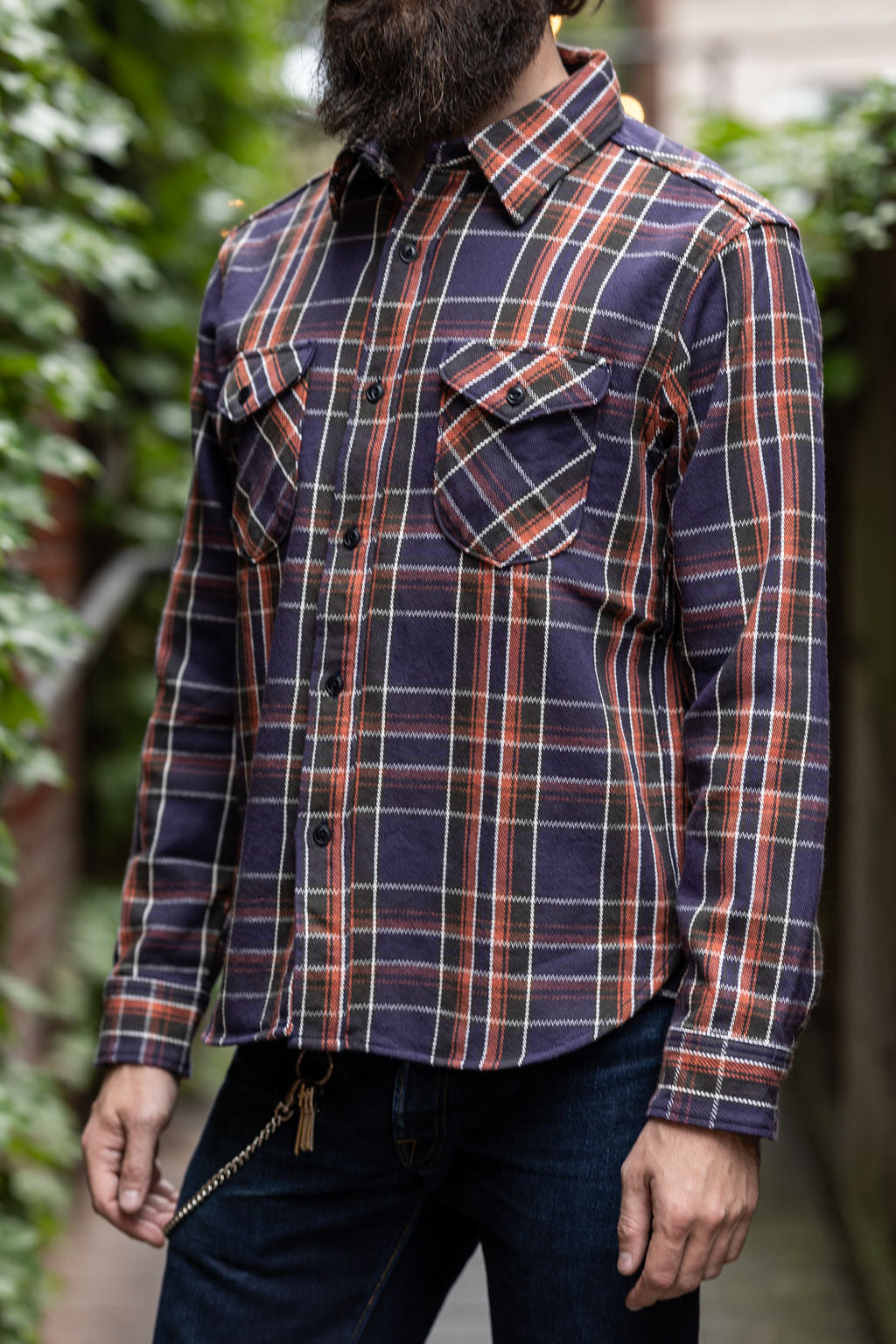 UES 502352 Heavy Flannel Shirt - Purple