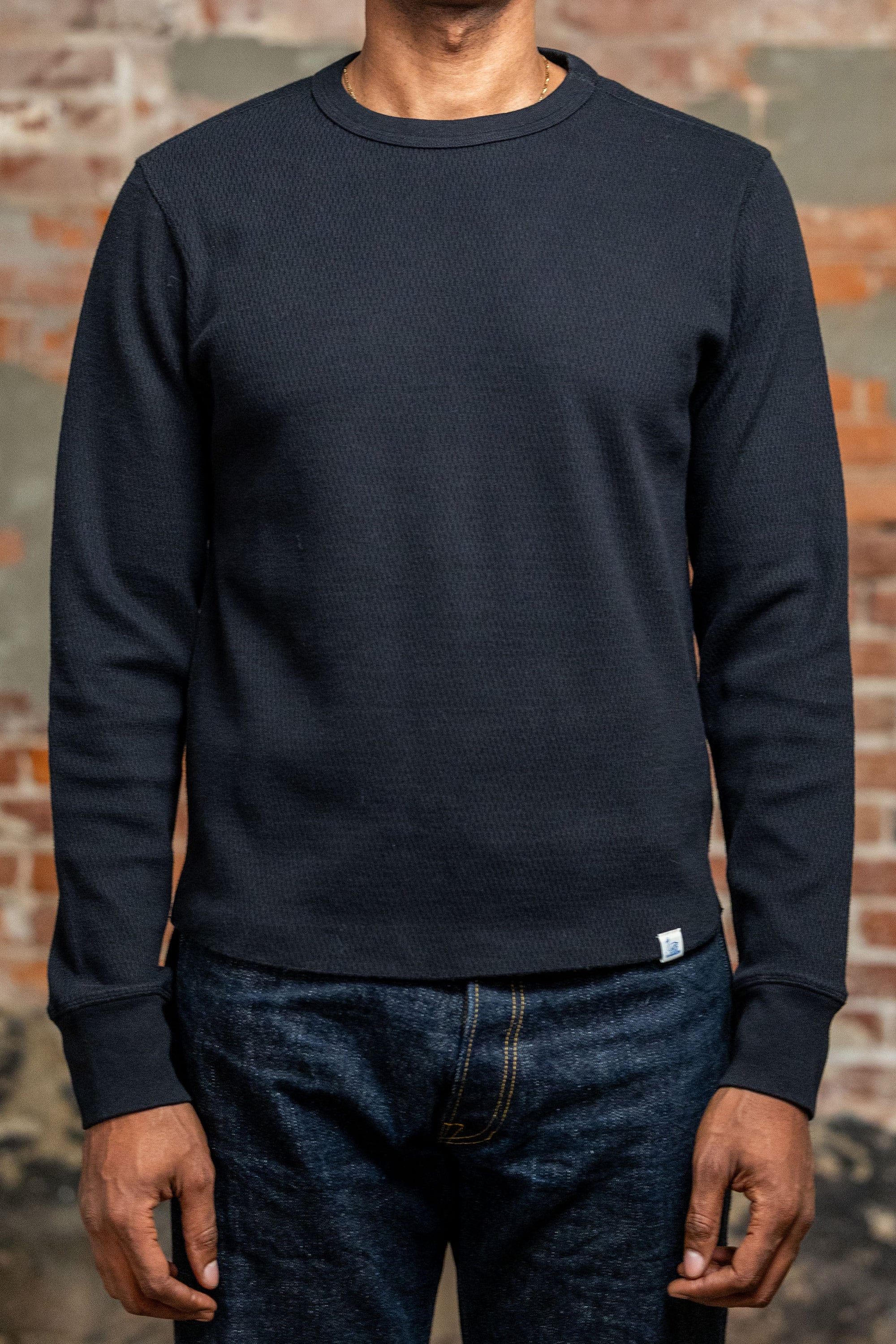 Merz b. Schwanen EASYKNIT01 Lightweight Waffle Knit Sweater - Dark Navy