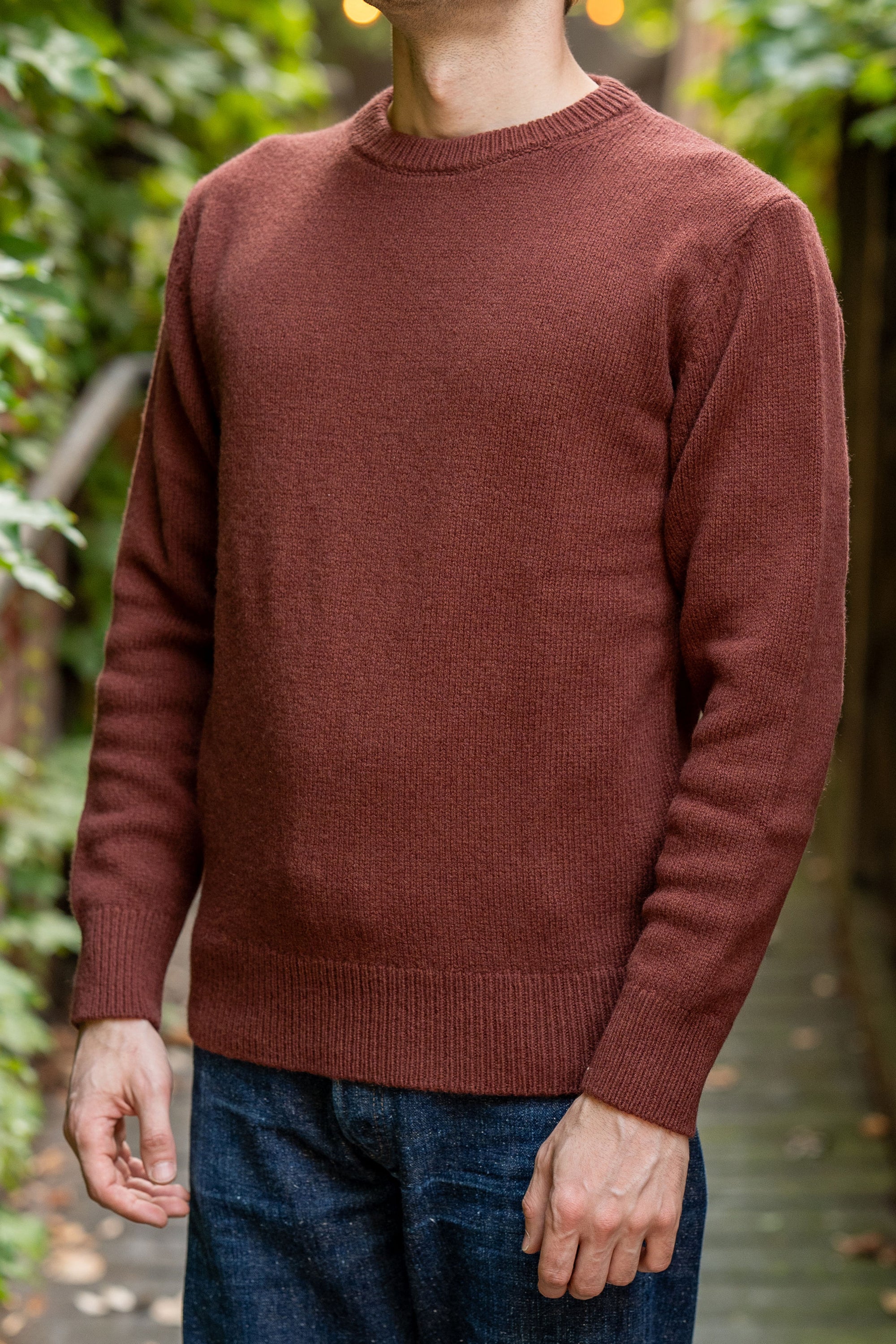 Merz b. Schwanen LOCC01 Crew Pullover Merino Cashmere Blend - Dark Brown