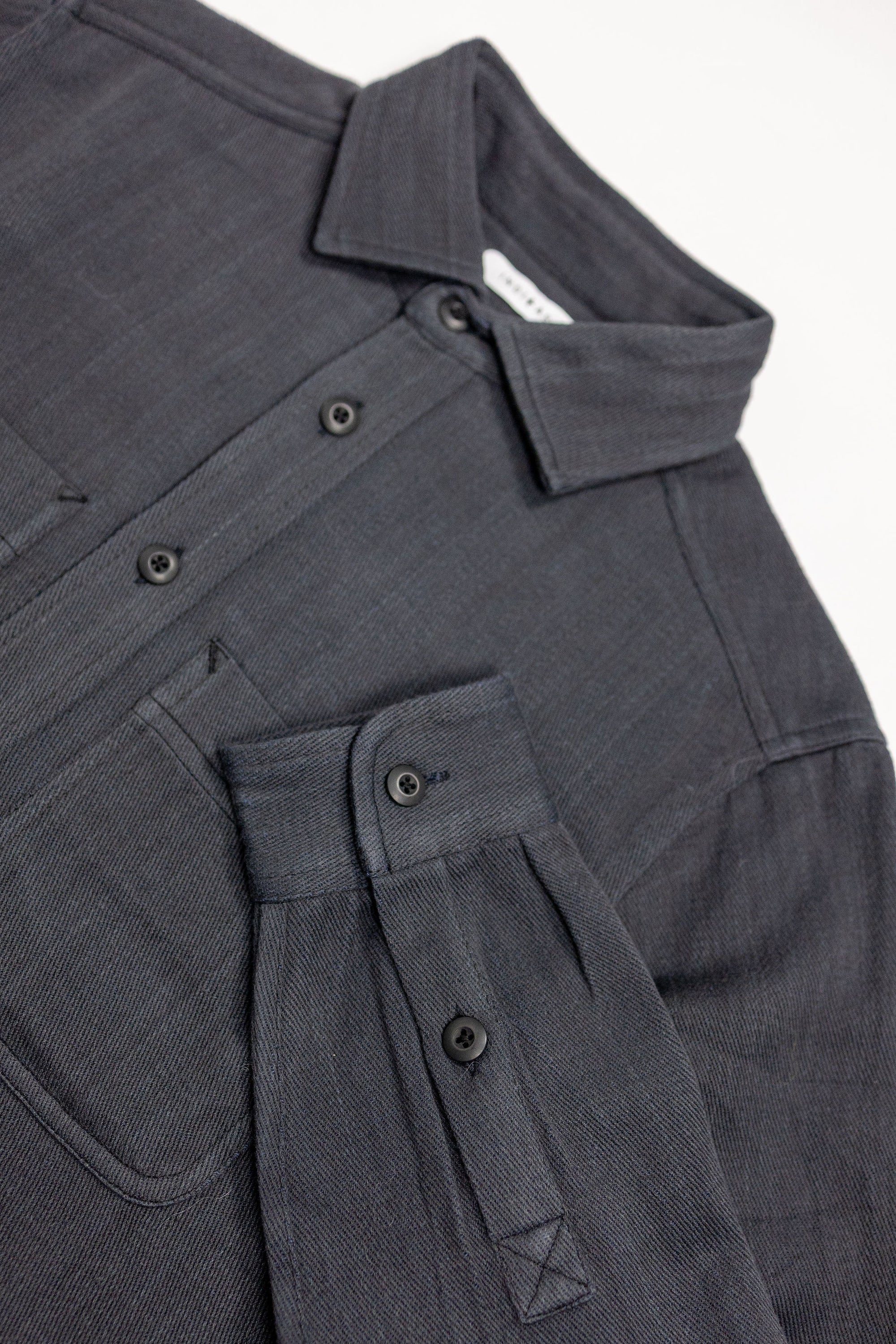 Indi + Ash Ames Workshirt - Iron/Indigo Handwoven Denim