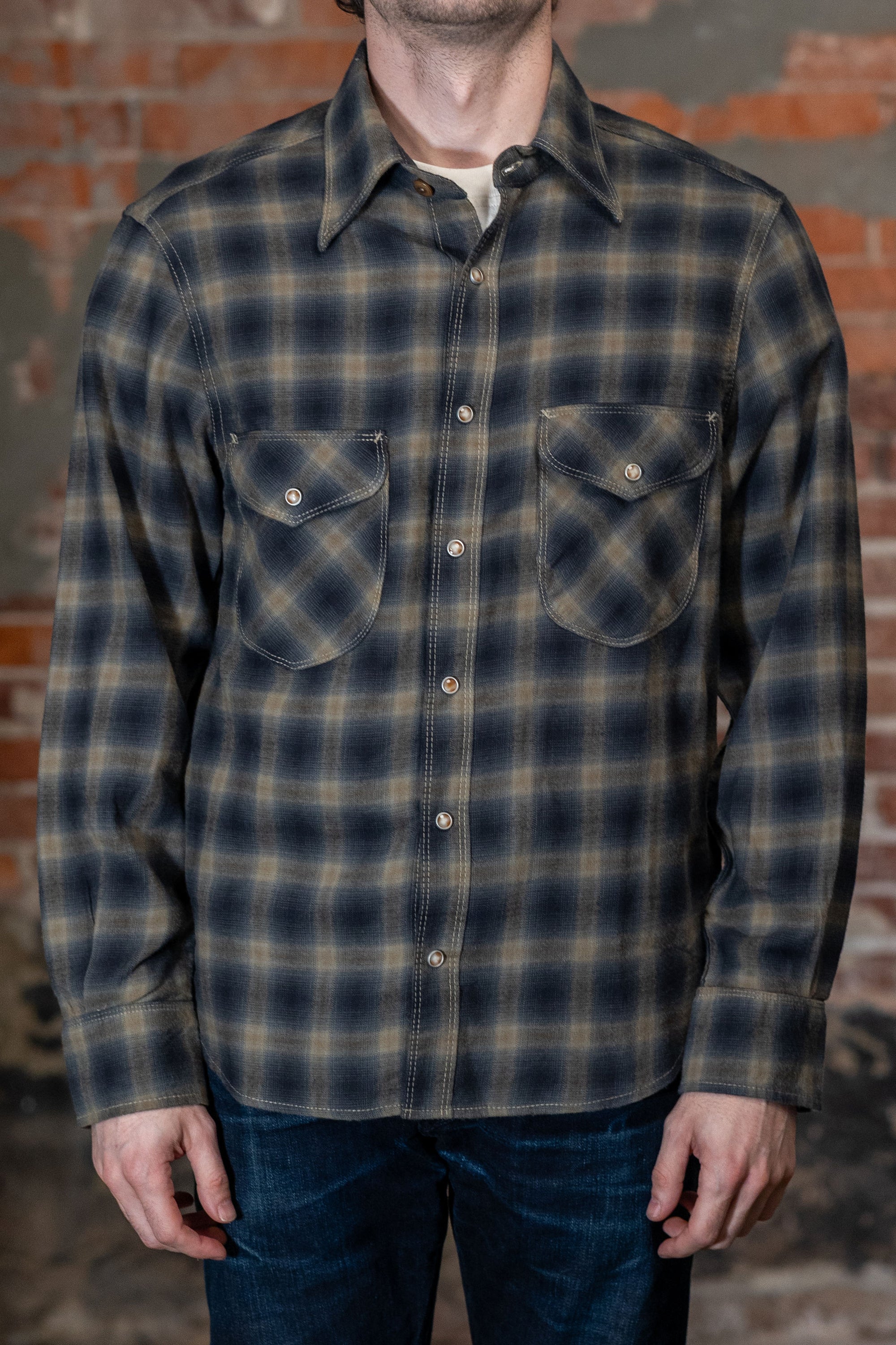 Freenote Cloth Bodie -Navy Shadow Plaid