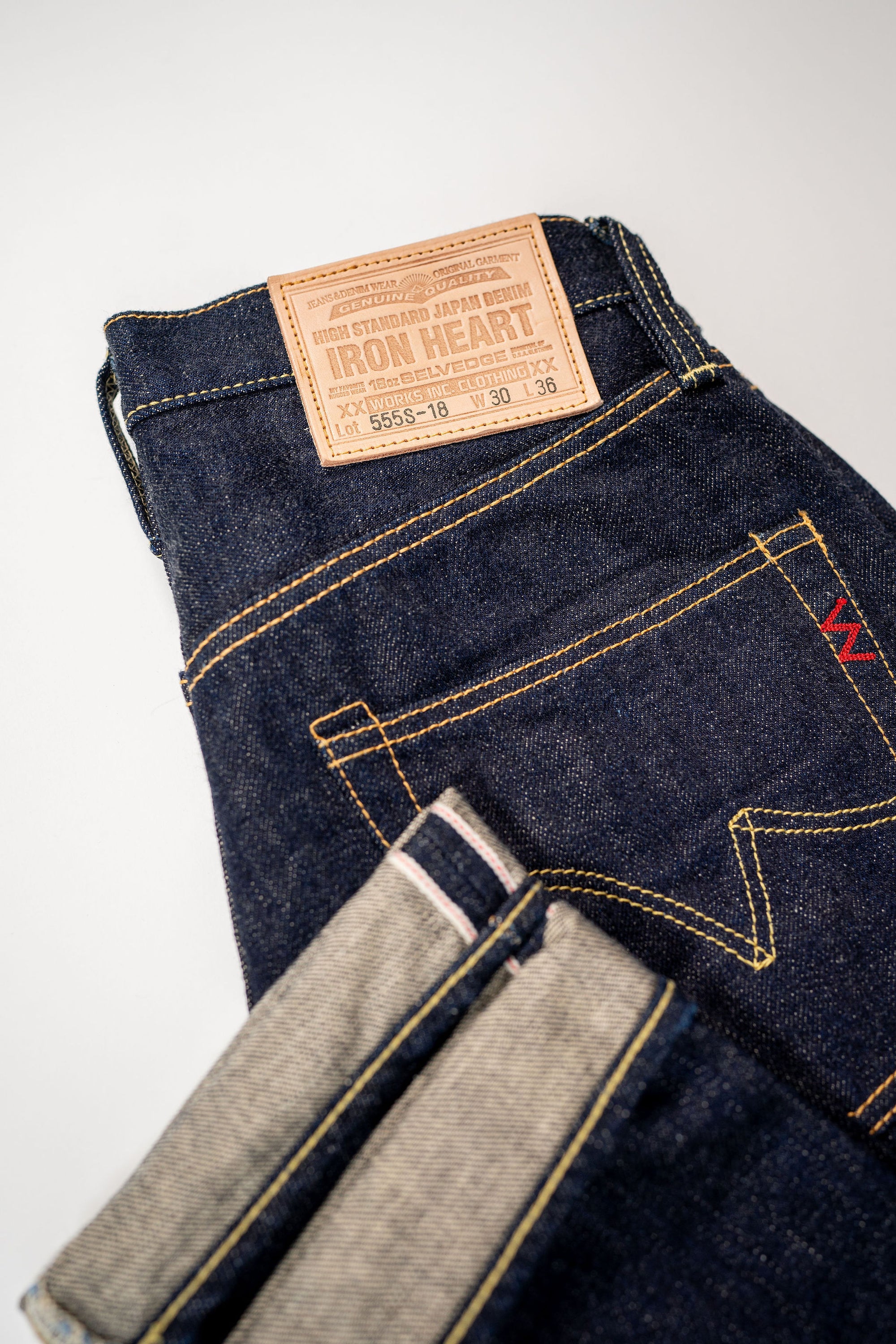 Iron Heart IH-555S-18 18oz Vintage Selvedge Denim Super Slim Cut Jeans - Indigo