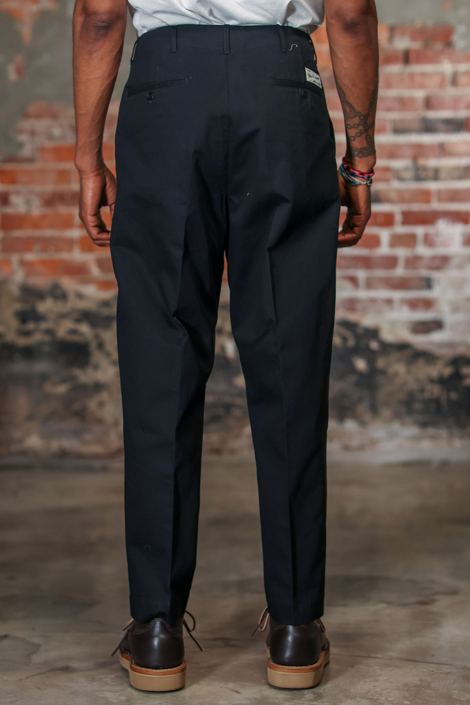 Merz b. Schwanen CHINO01 1920s Cotton Twill Worker Chino - Deep Black