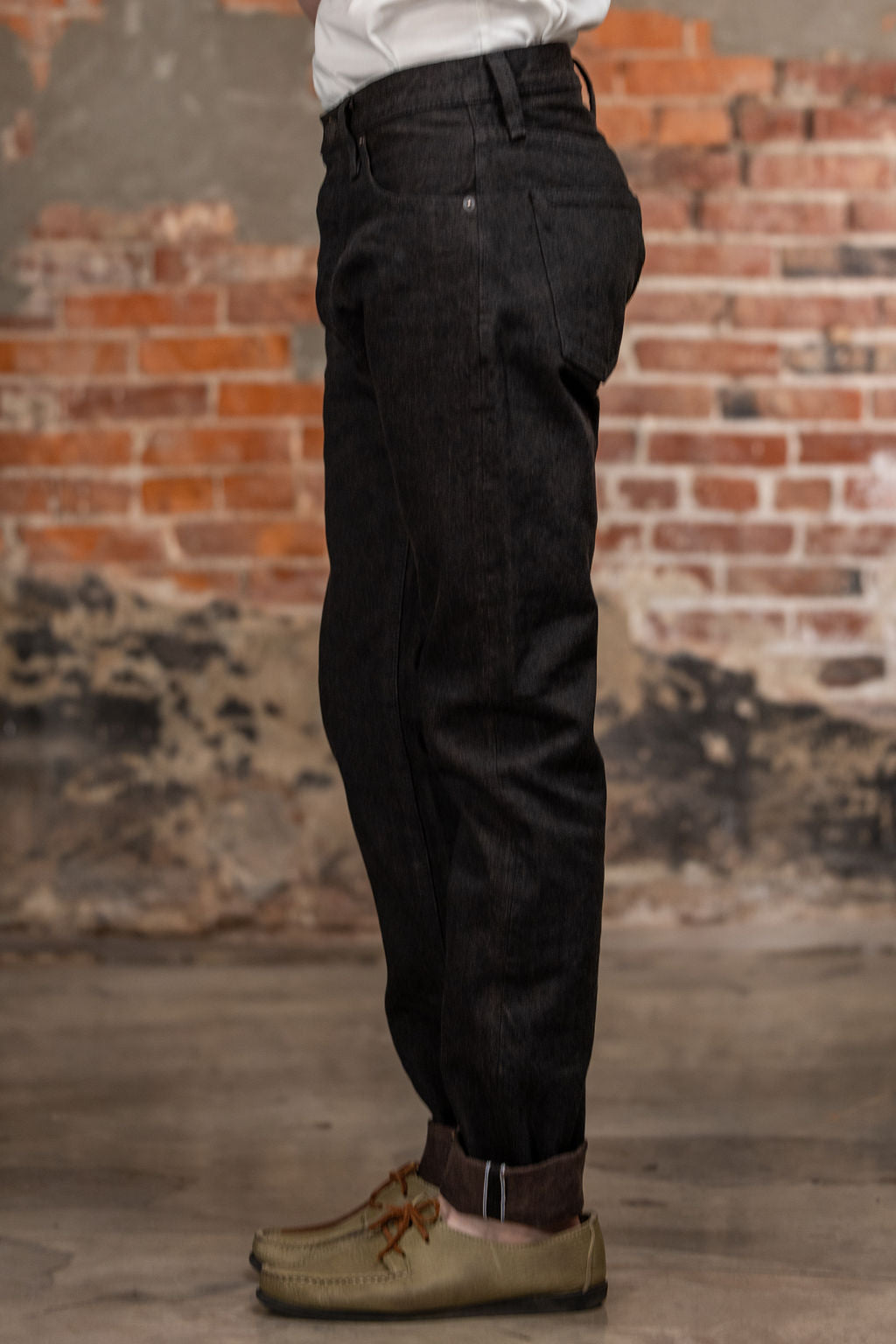 Pure Blue Japan TCD-019-BR Relaxed Tapered - 14oz Teacore Black Denim