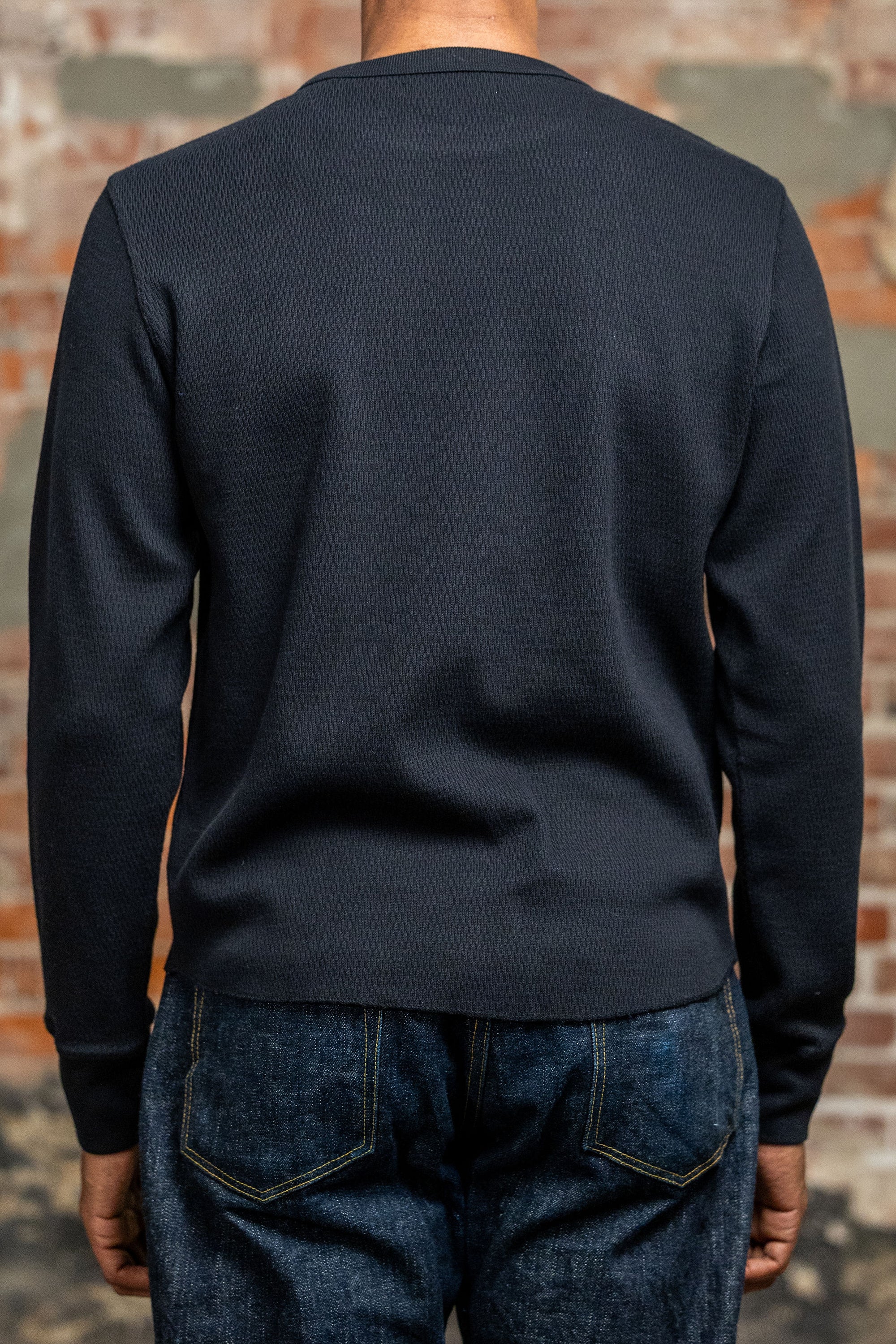 Merz b. Schwanen EASYKNIT01 Lightweight Waffle Knit Sweater - Dark Navy